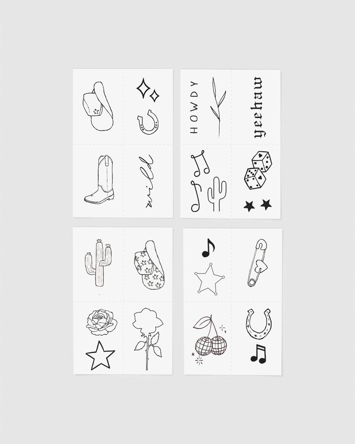 Disco Cowgirl Temporary Tattoo Pack BLACK