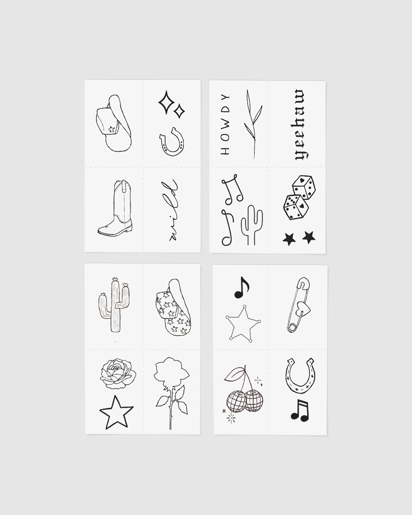Disco Cowgirl Temporary Tattoo Pack