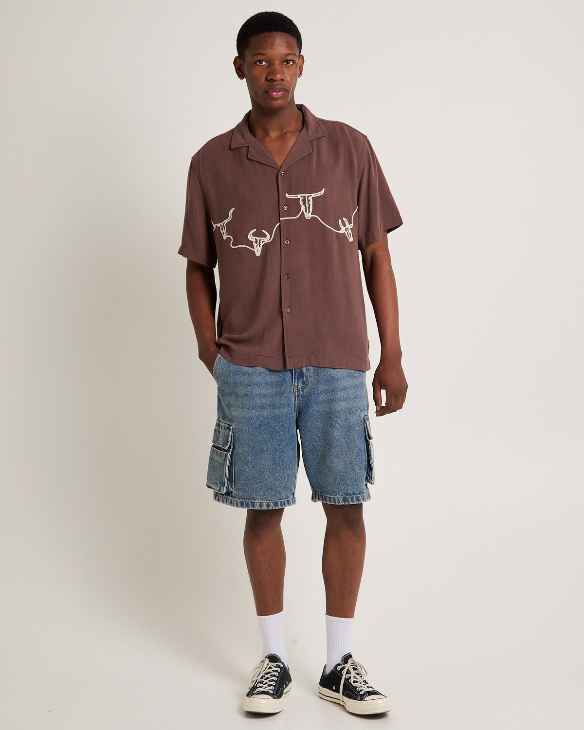 Ole Western Short Sleeve Resort Shirt BROWN