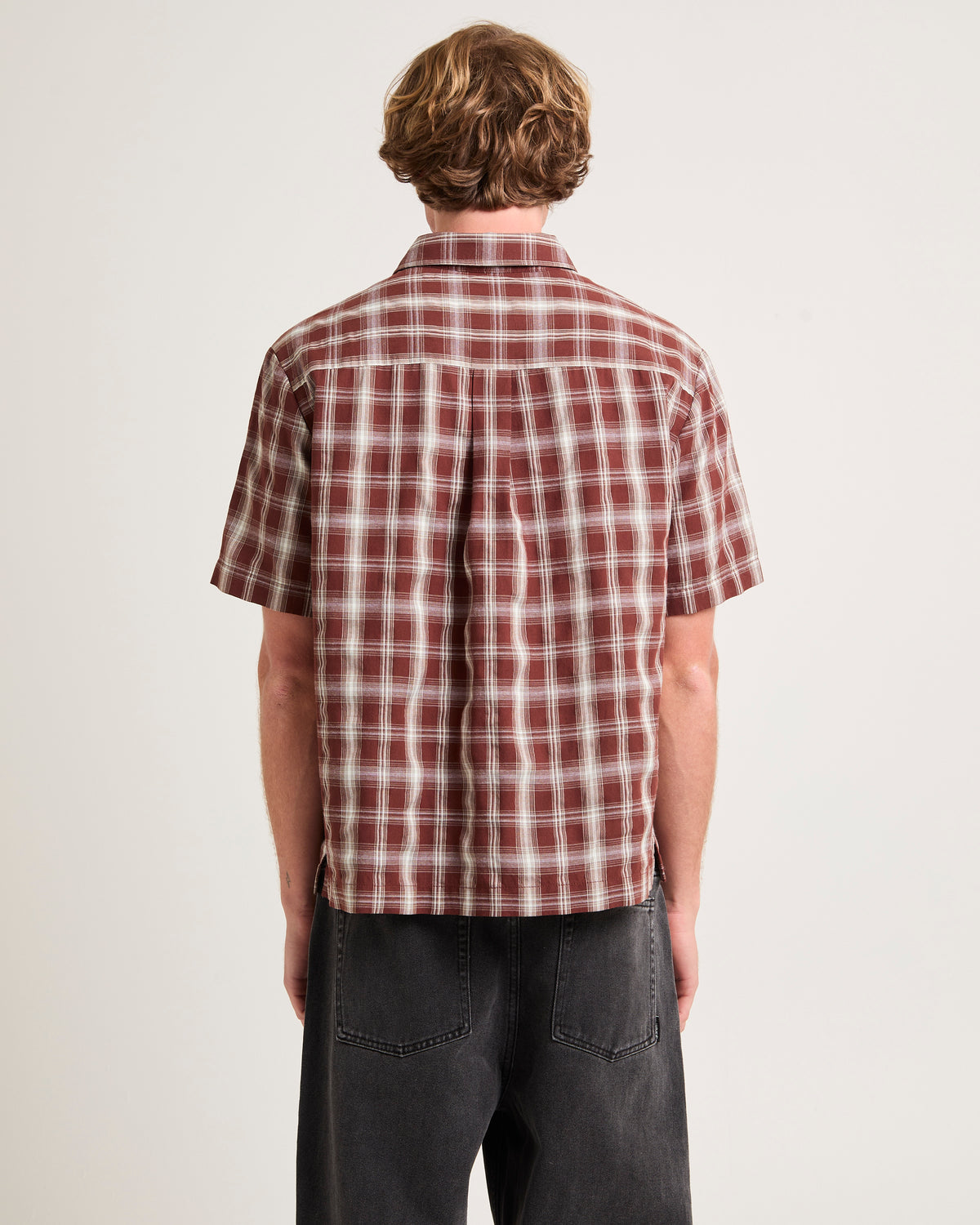 Figment Box Short Sleeve Check Shirt BROWN
