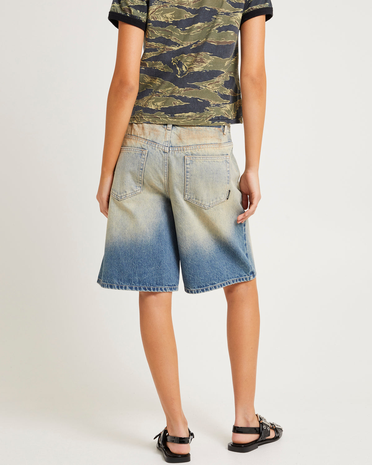 Kourtney Longline Denim Jorts DIRTY TRUCKER BLUE