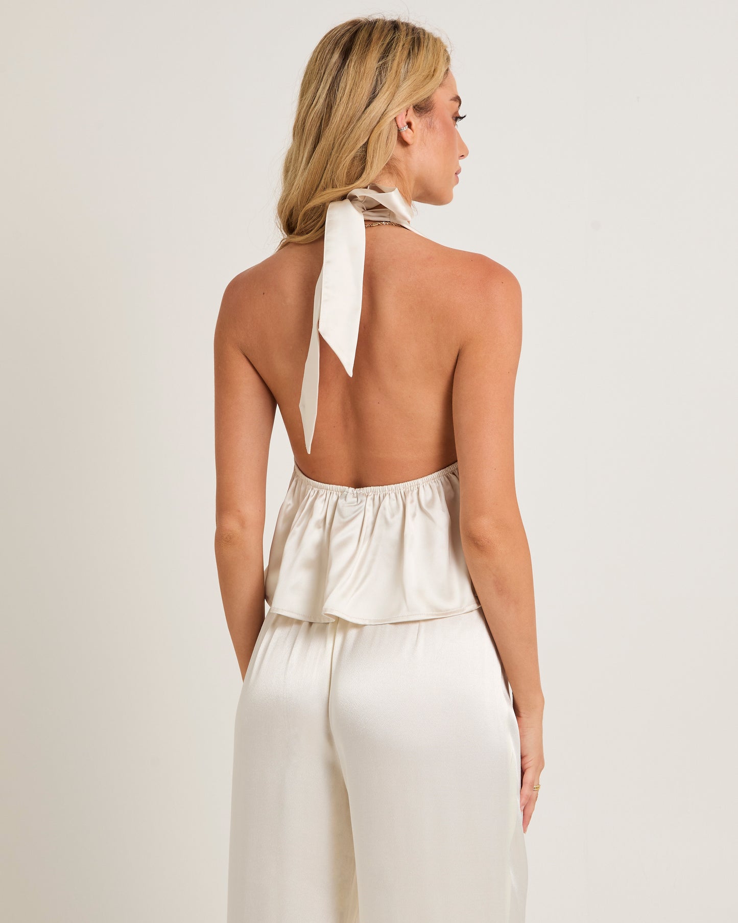 Avery Halter Satin Top