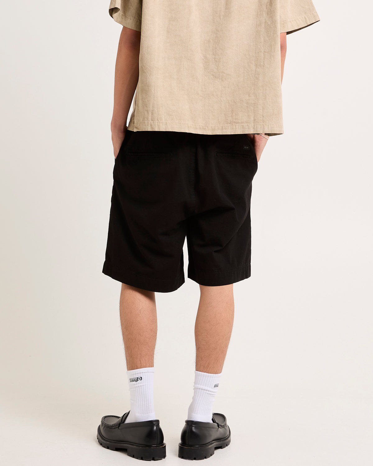 River Relaxed Denim Shorts BLACK