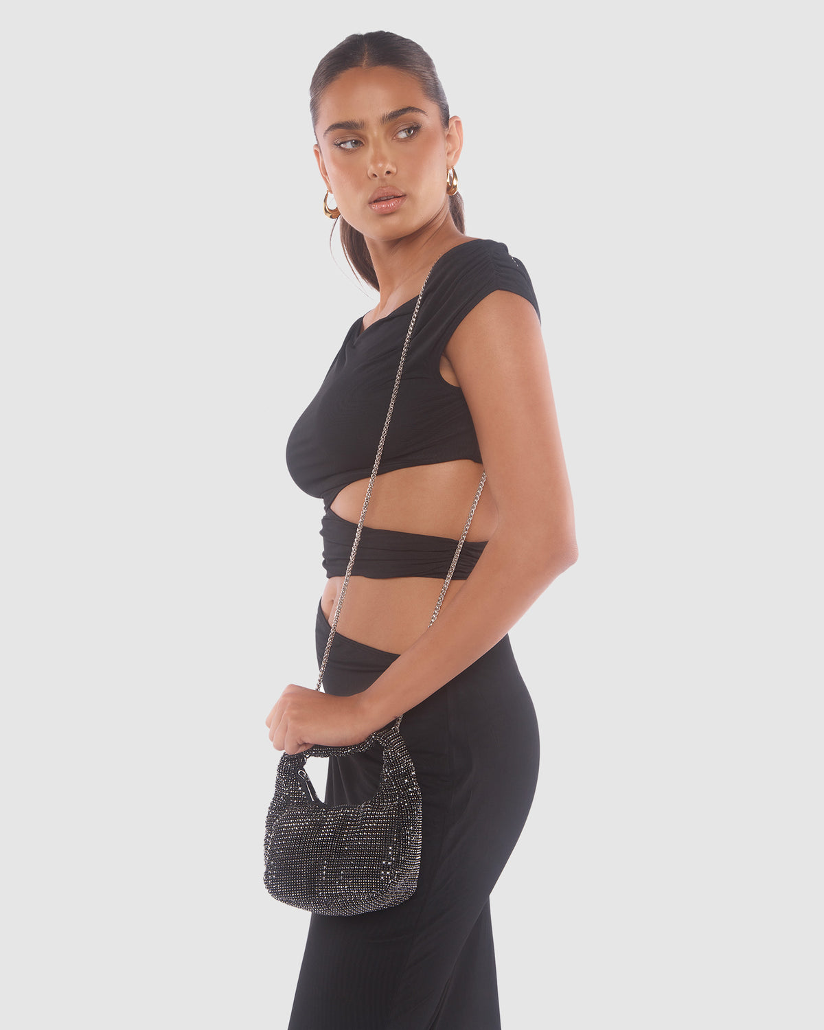 Precious Shoulder Bag BLACK DIAMANTE/SILVER