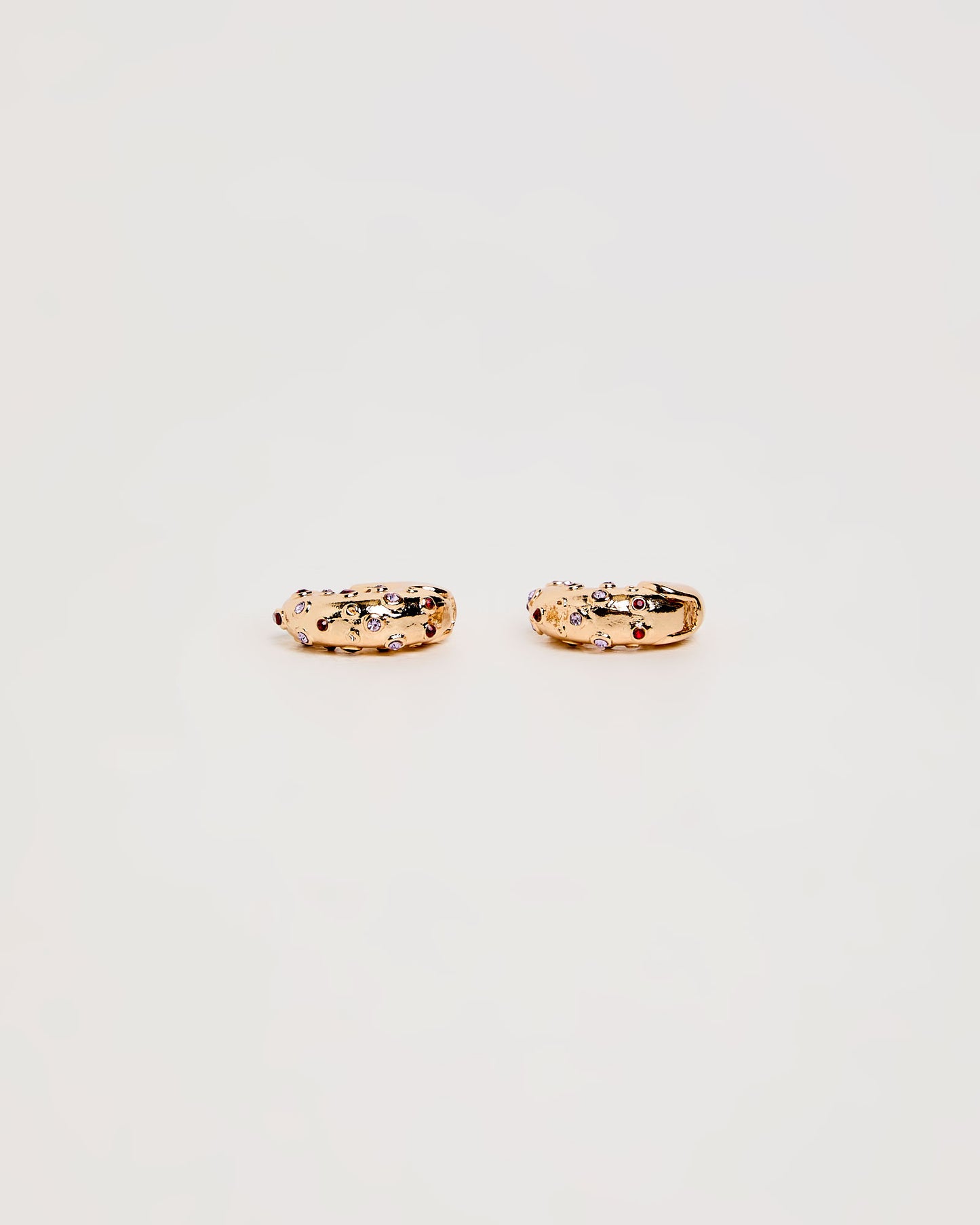 Metal And Stone Hoops Earrings