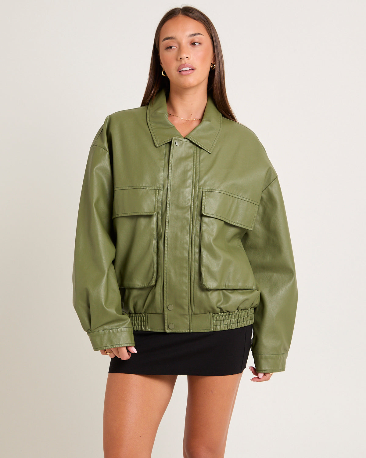 Jen Oversized Patch Pocket Jacket GREEN
