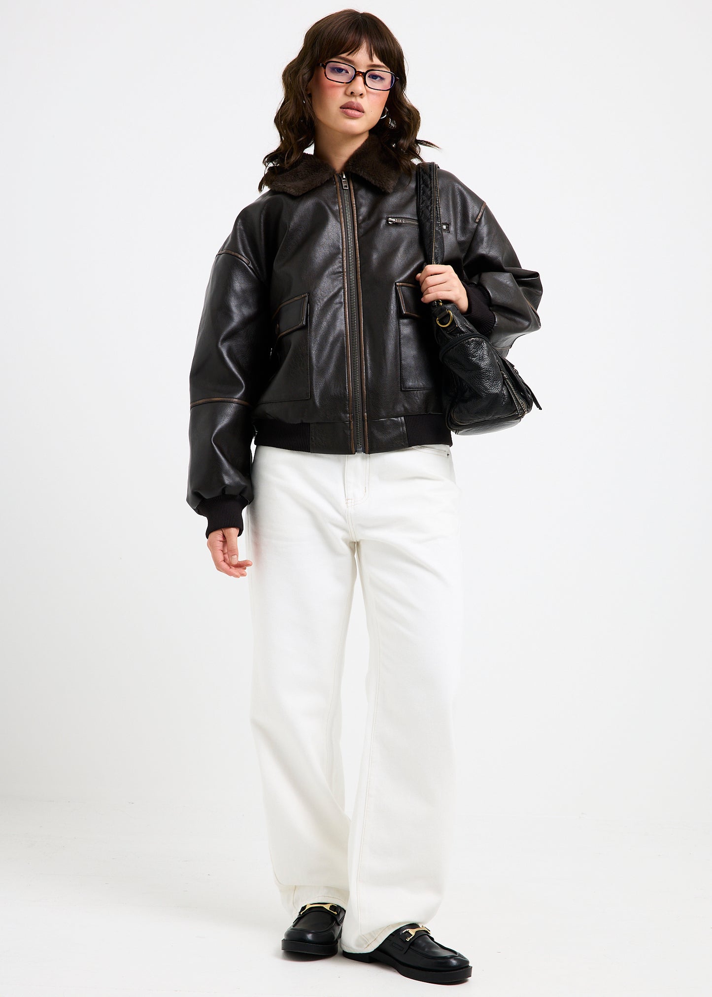 Cody Fur Trim Distressed PU Jacket