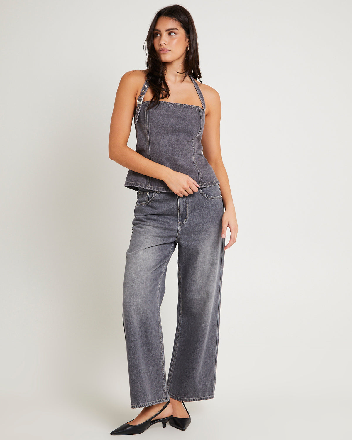 Rez Maxi Baggy Denim Jeans Petite CHARCOAL TINT