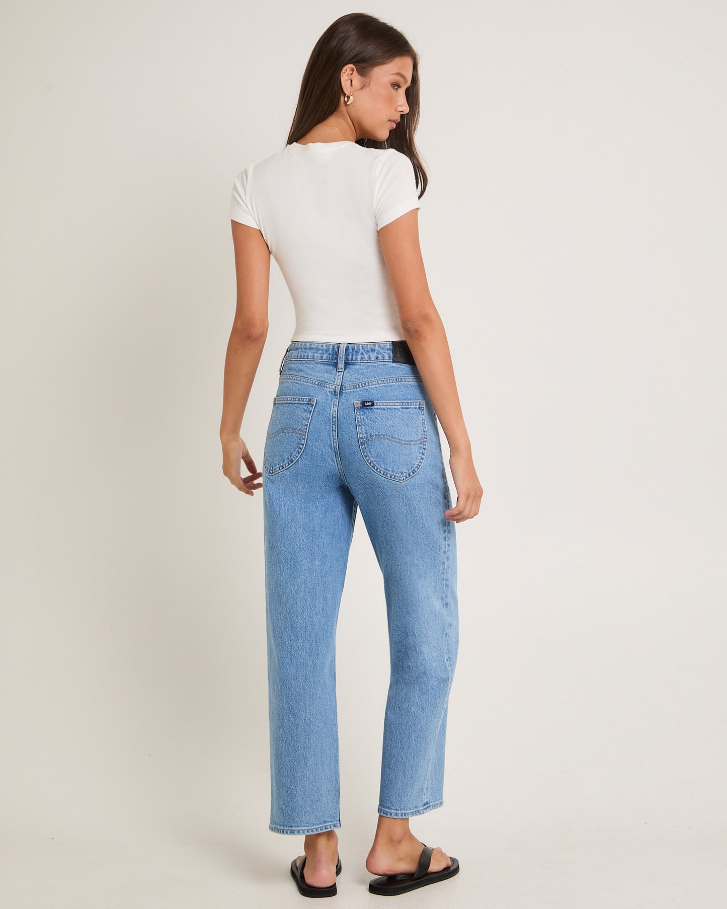 High Straight Crop Denim Jeans Blue Monday