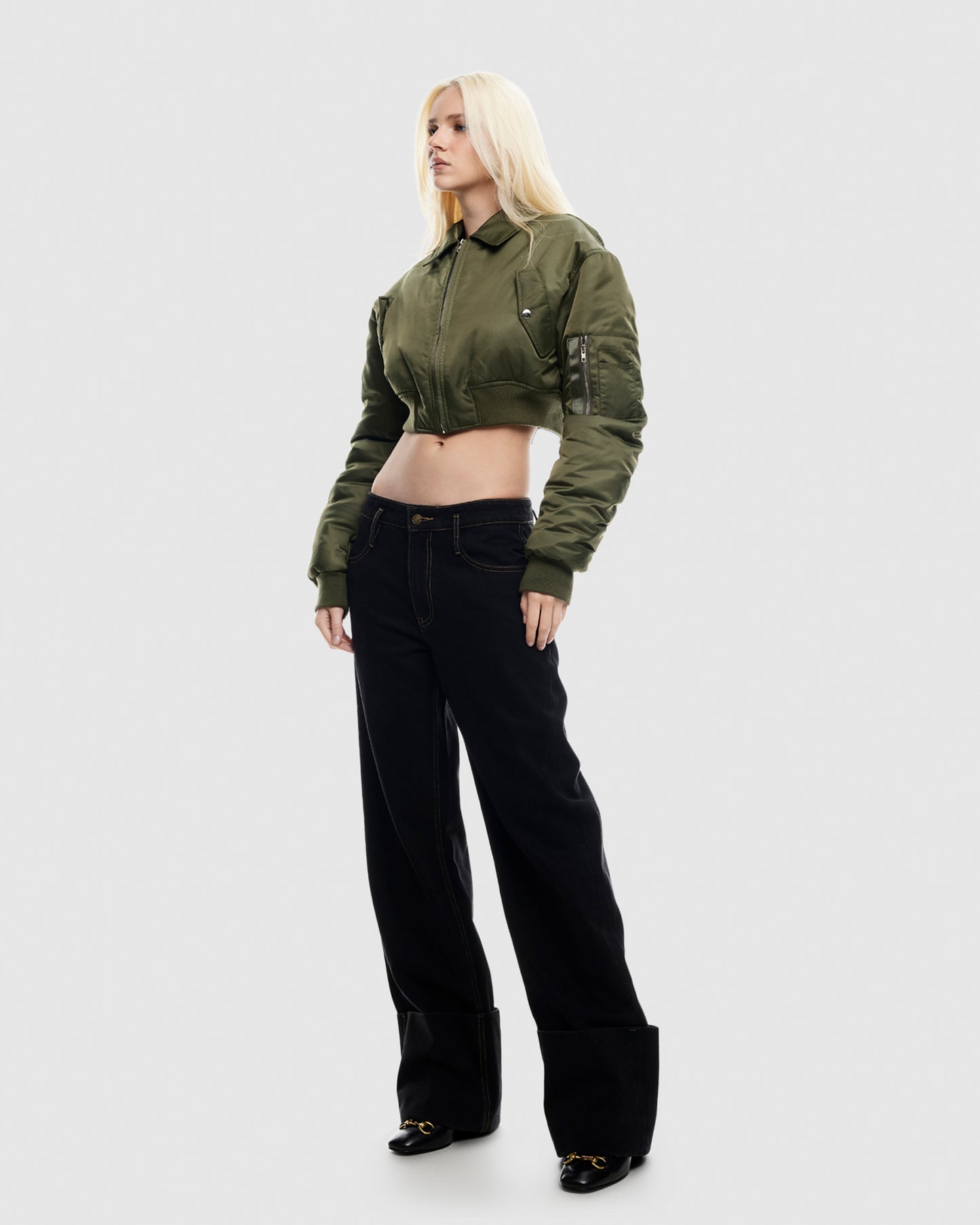 Essential Cropped Bomber Jacket