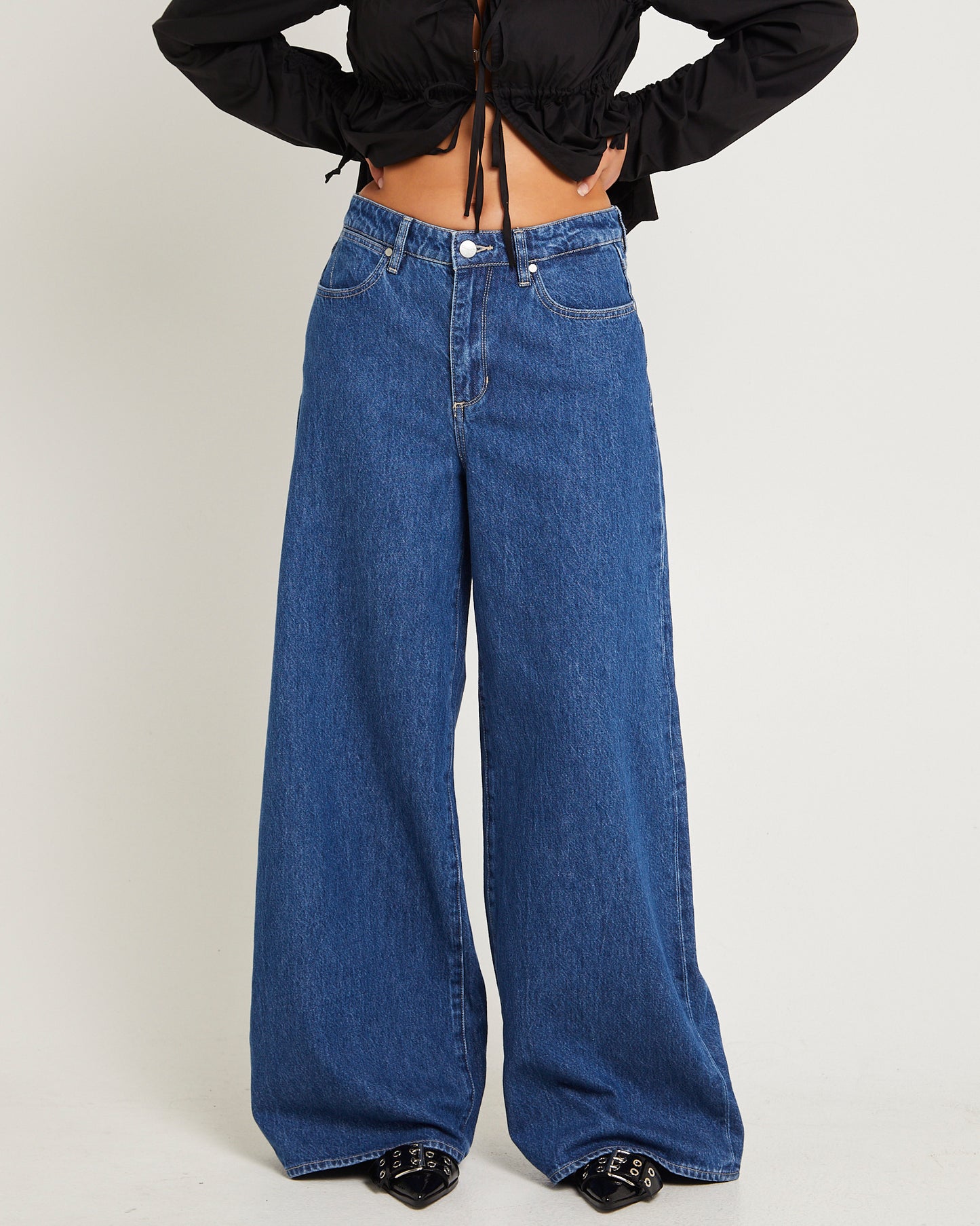 Mid Stevie Relaxed Denim Jeans Kick Drum Blue