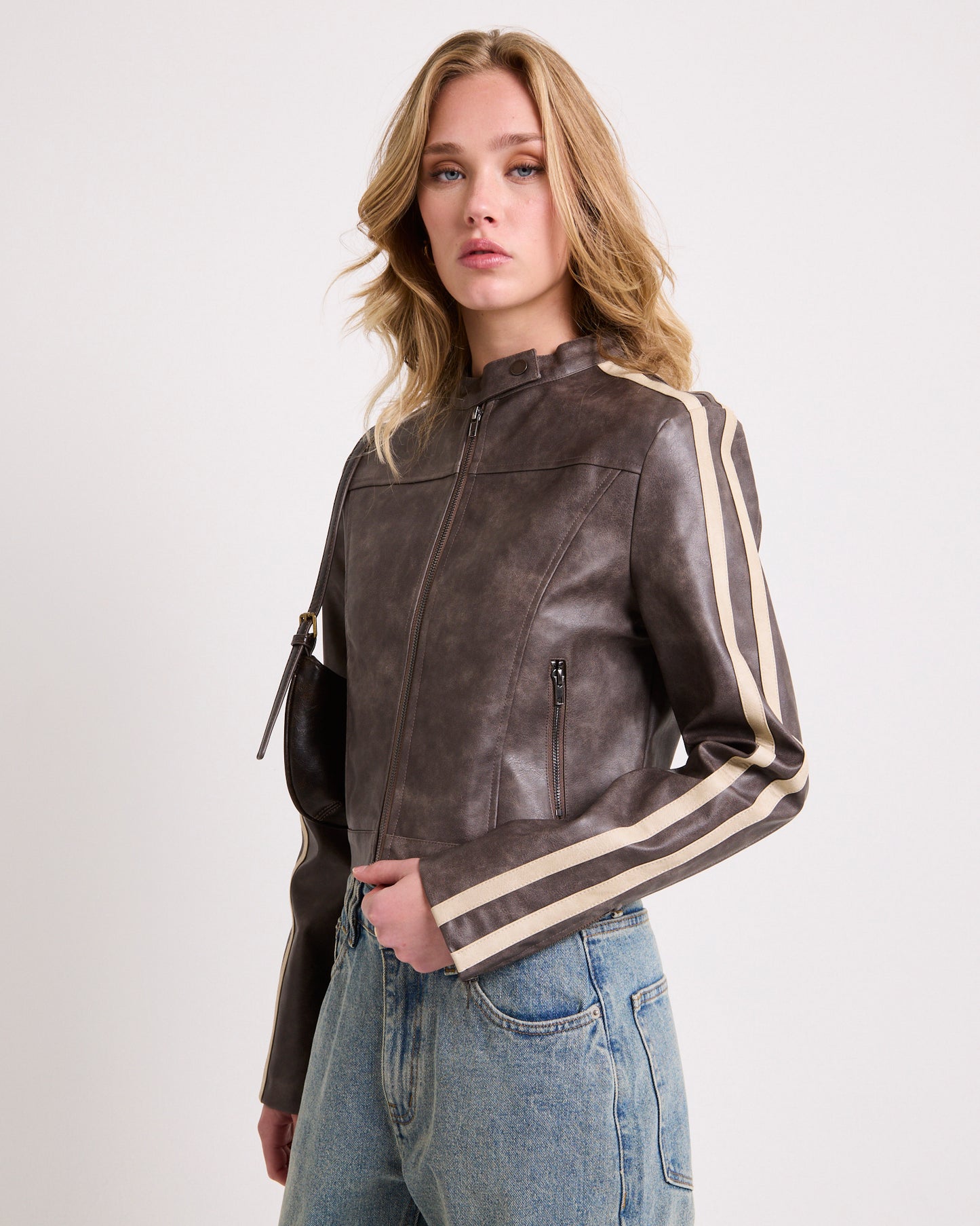 Ryda Leather Look Moto Jacket
