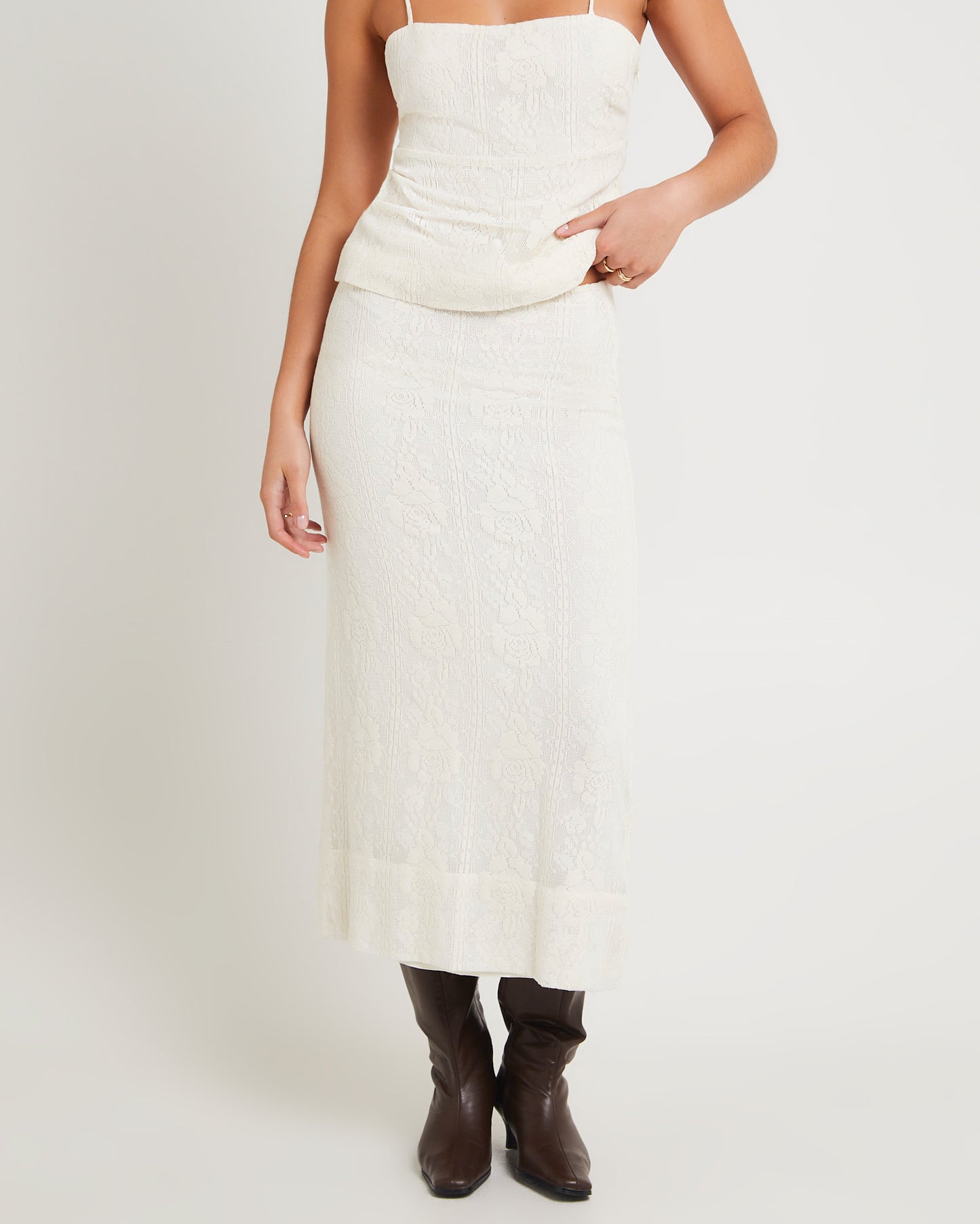 Doiley Lace Midi Skirt