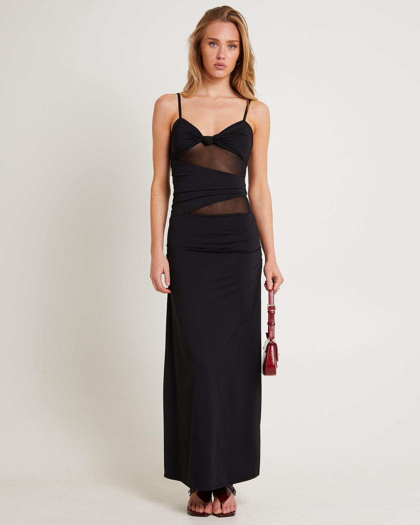 Carmel Mesh Twist Midi Dress