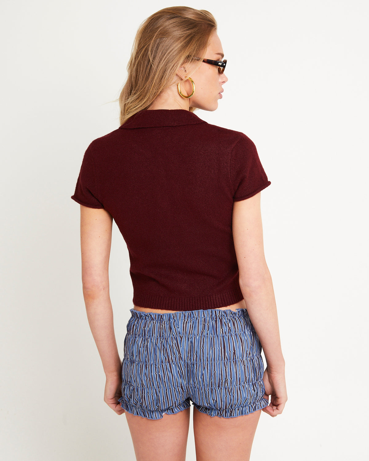 Cleo Polo Knit BURGUNDY