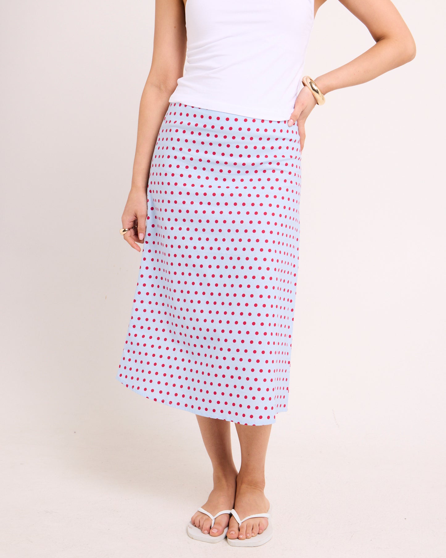 Billy Polka Slip Midi Skirt