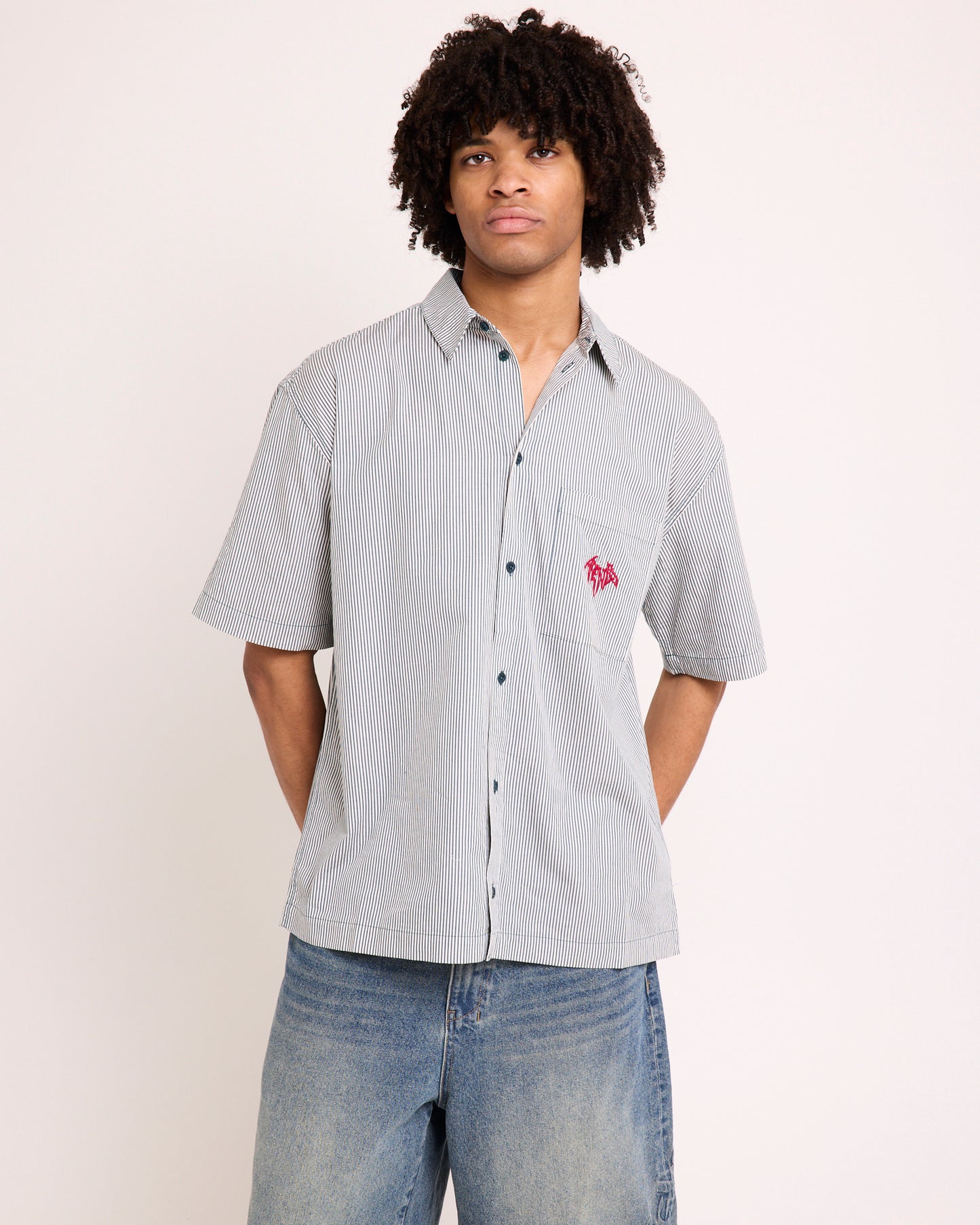 Bats Striped Short Sleeve Shirt
