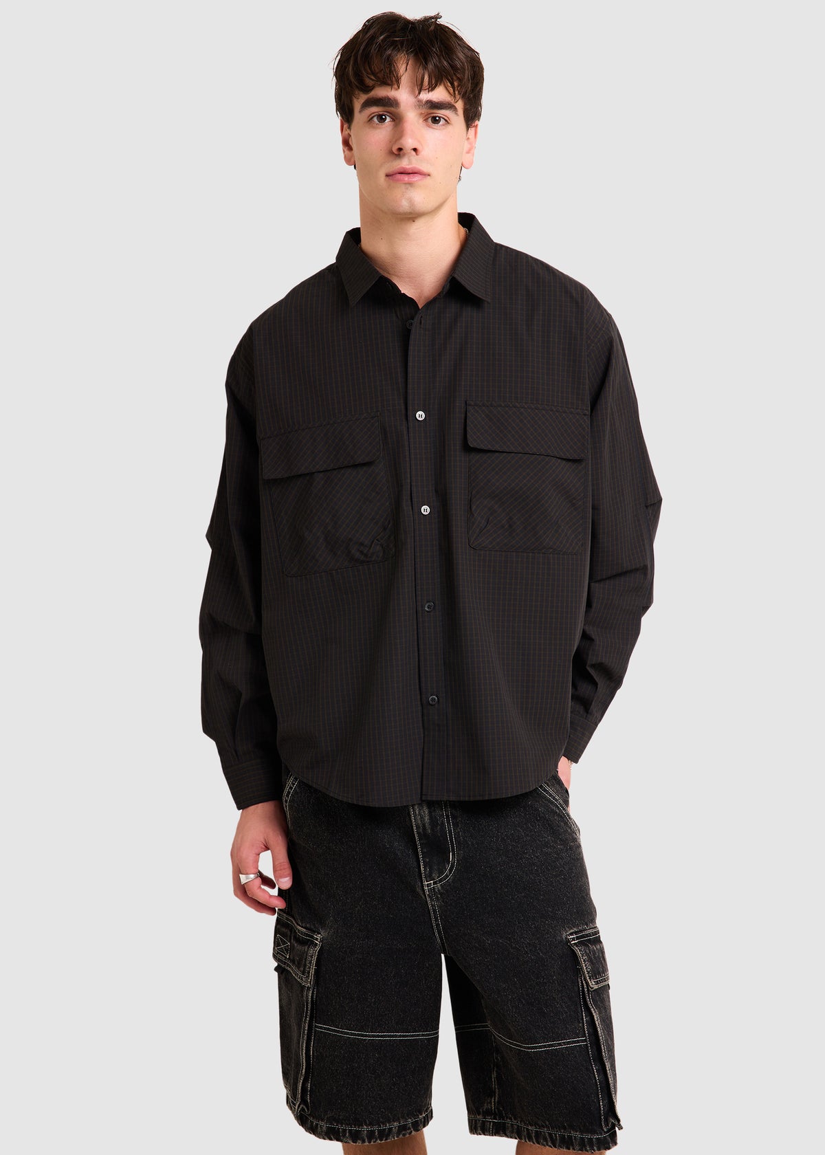 Oliver Tech Long Sleeve Shirt NAVY CHECK