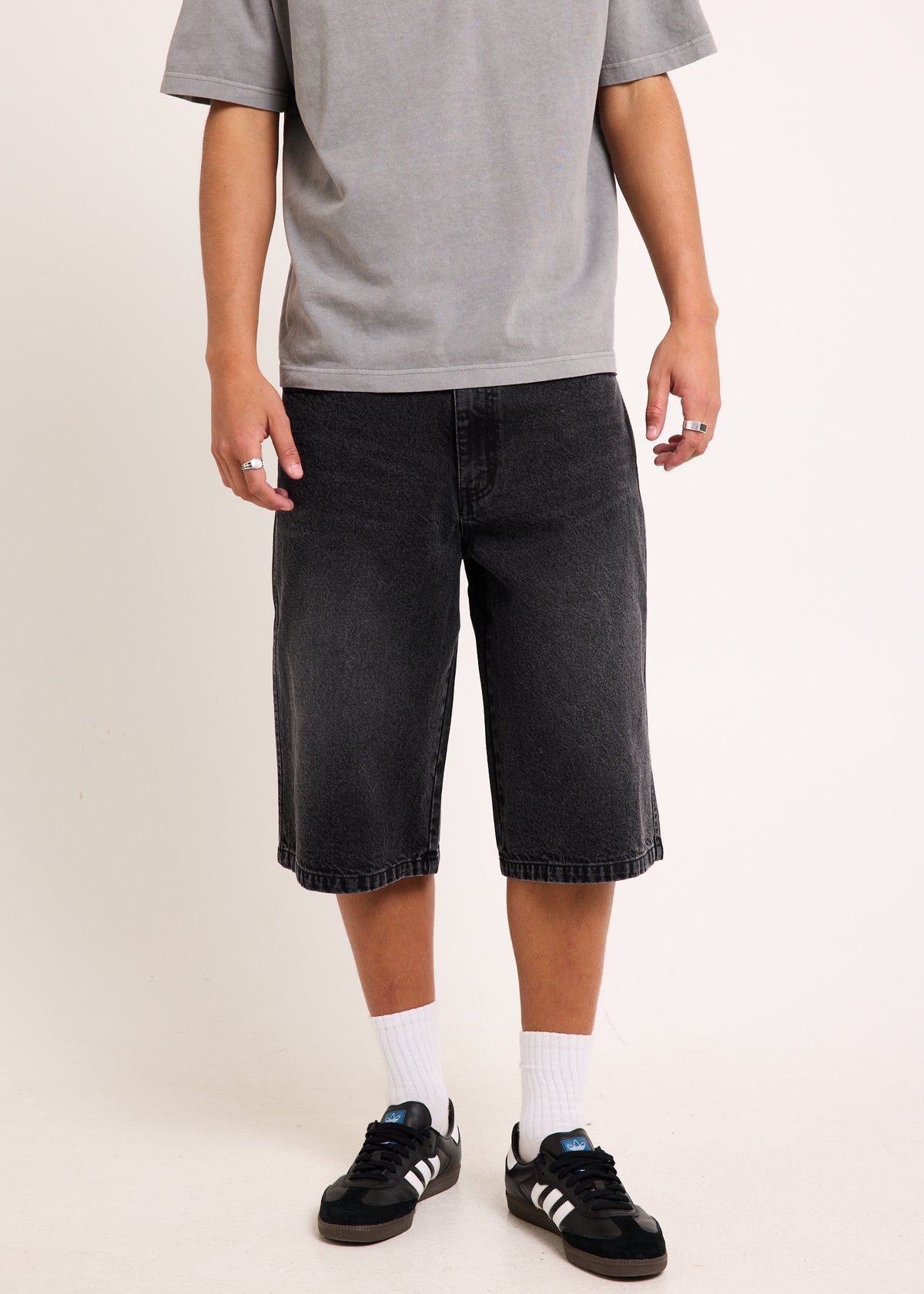 Wide Boy Denim Jorts WASHED BLACK