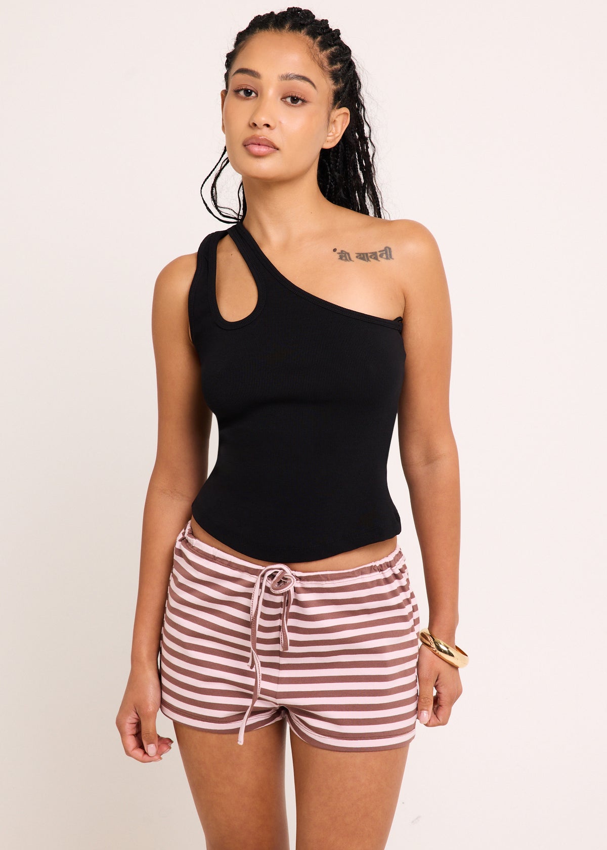 Asym Rib Cami BLACK