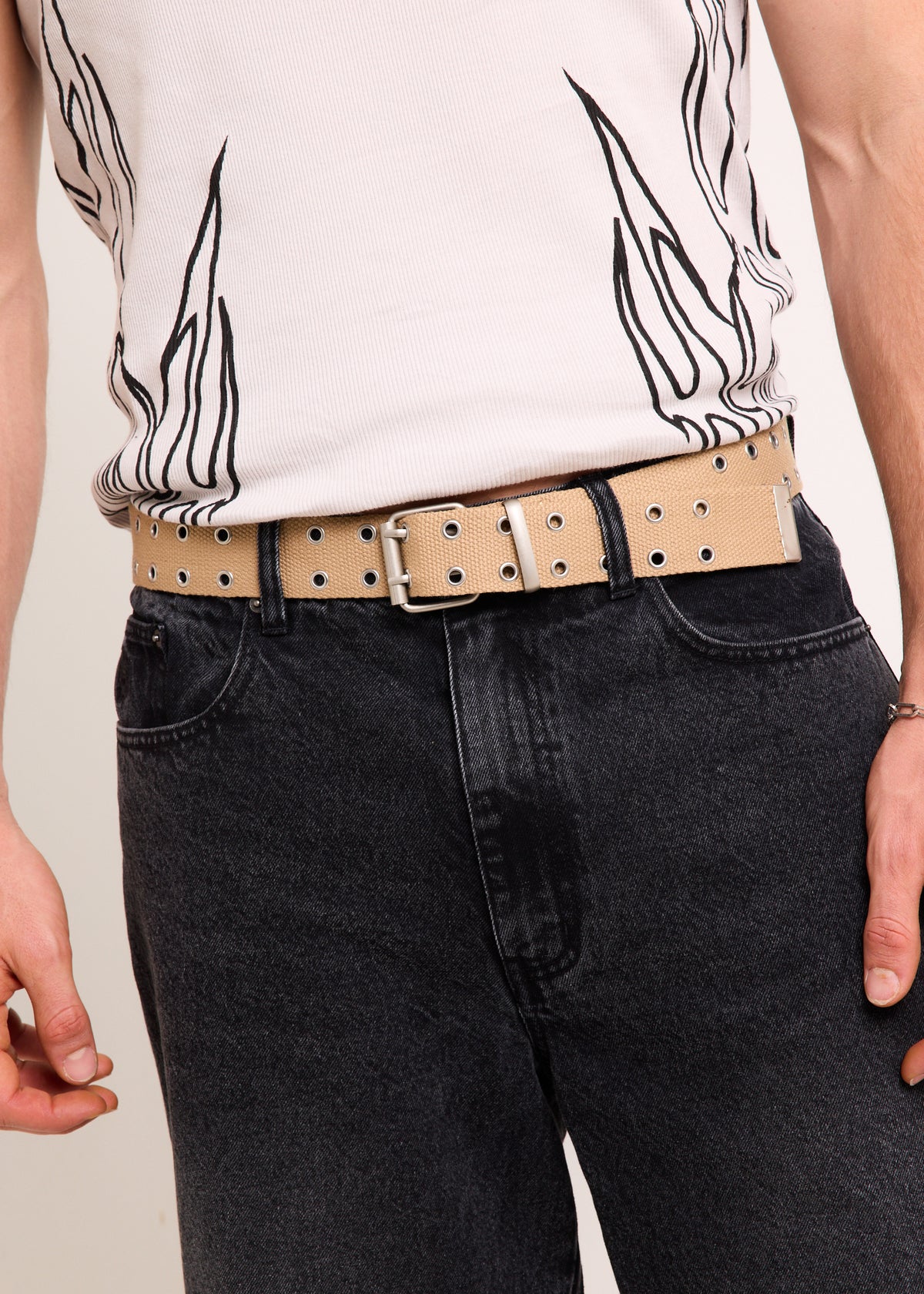 Canvas Double Eyelet Belt SAND