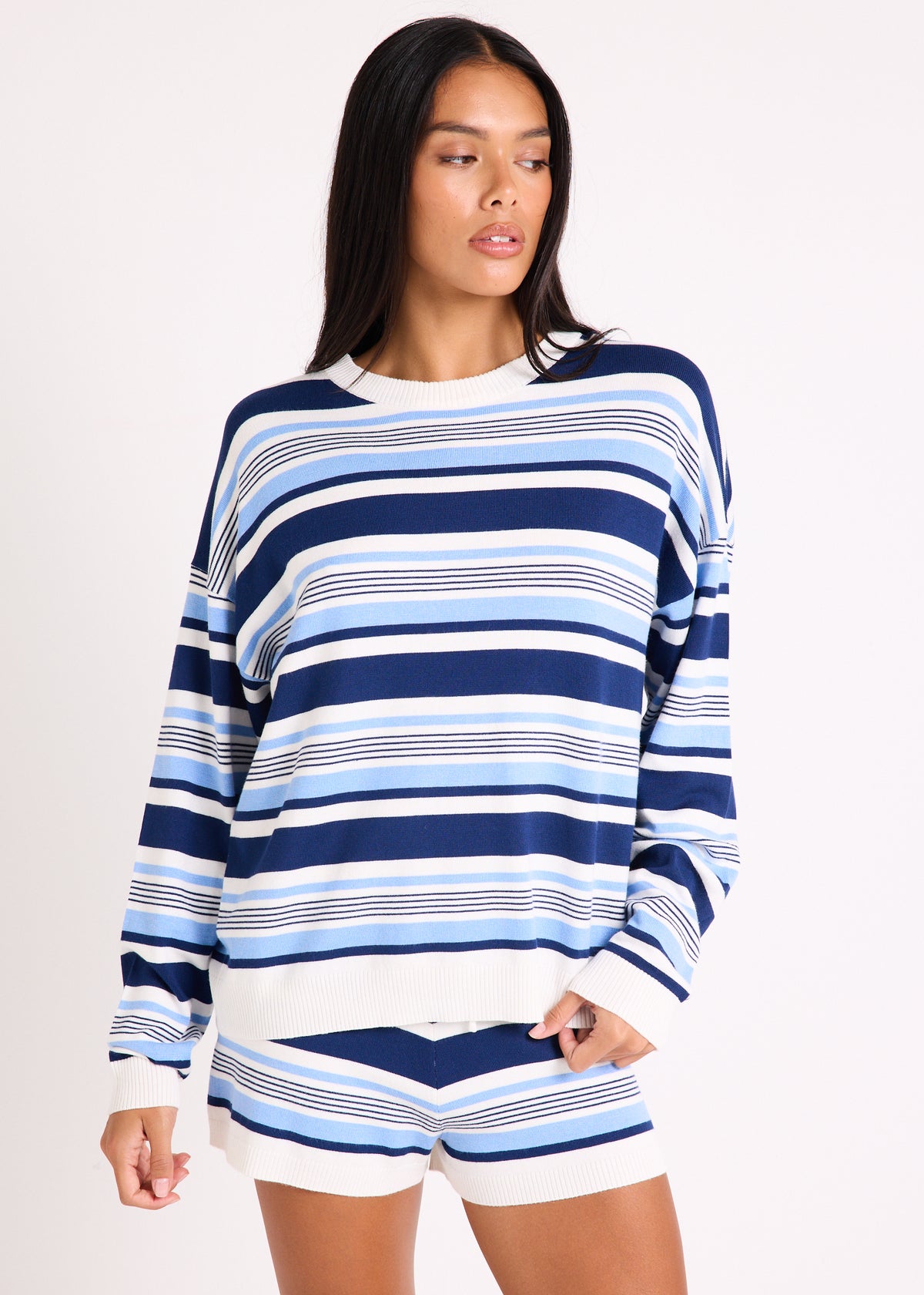 Chiara Stripes Knit Shorts BLUE STRIPE
