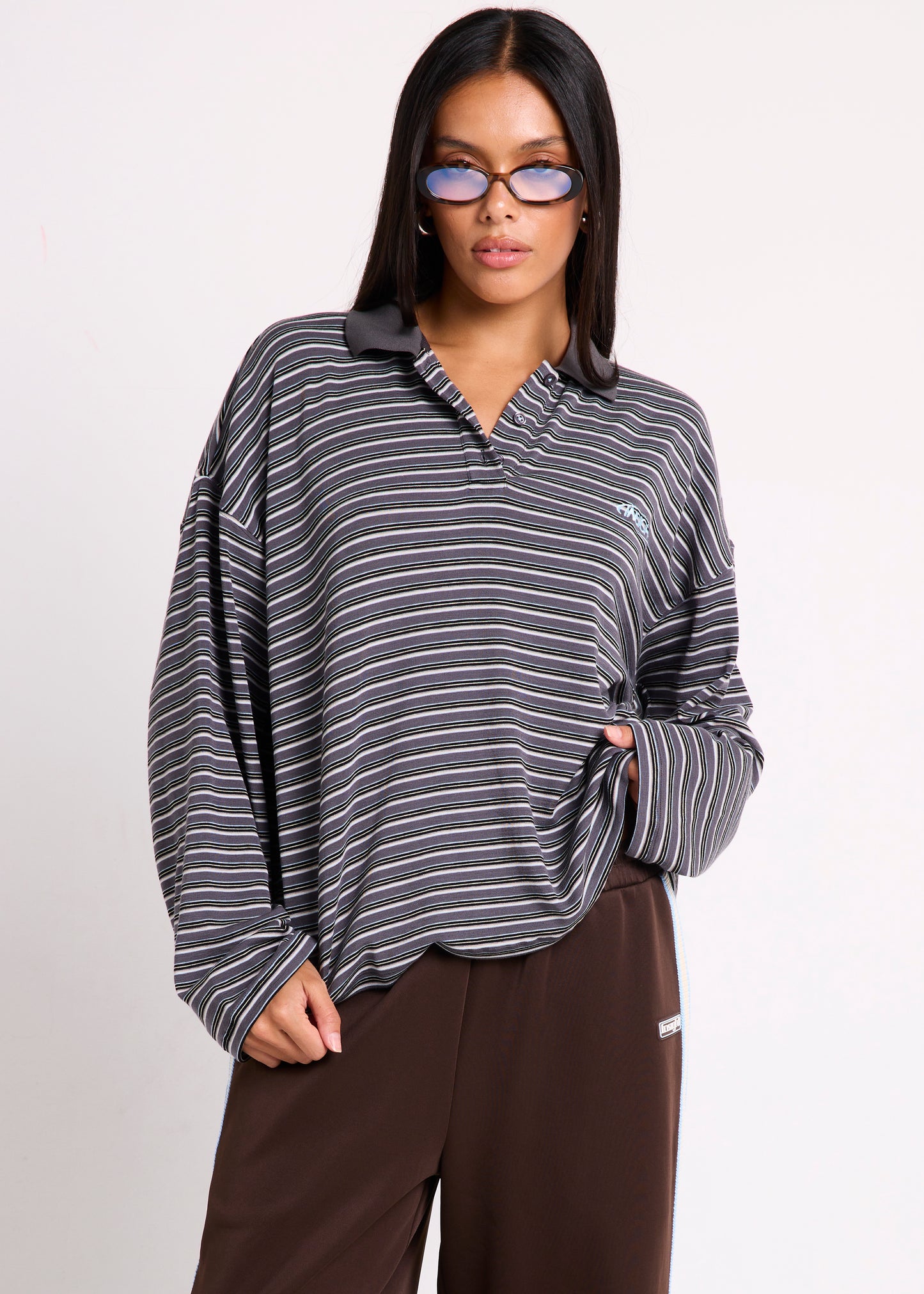Alexa Stripe Long Sleeve Polo