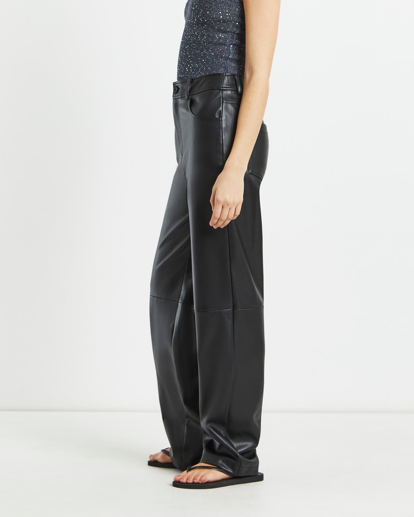 Karli Leather Look Straight Leg Pants