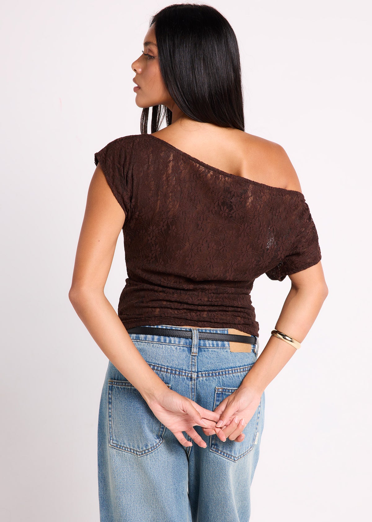 Natalie Lace Slouch Top CHOCOLATE