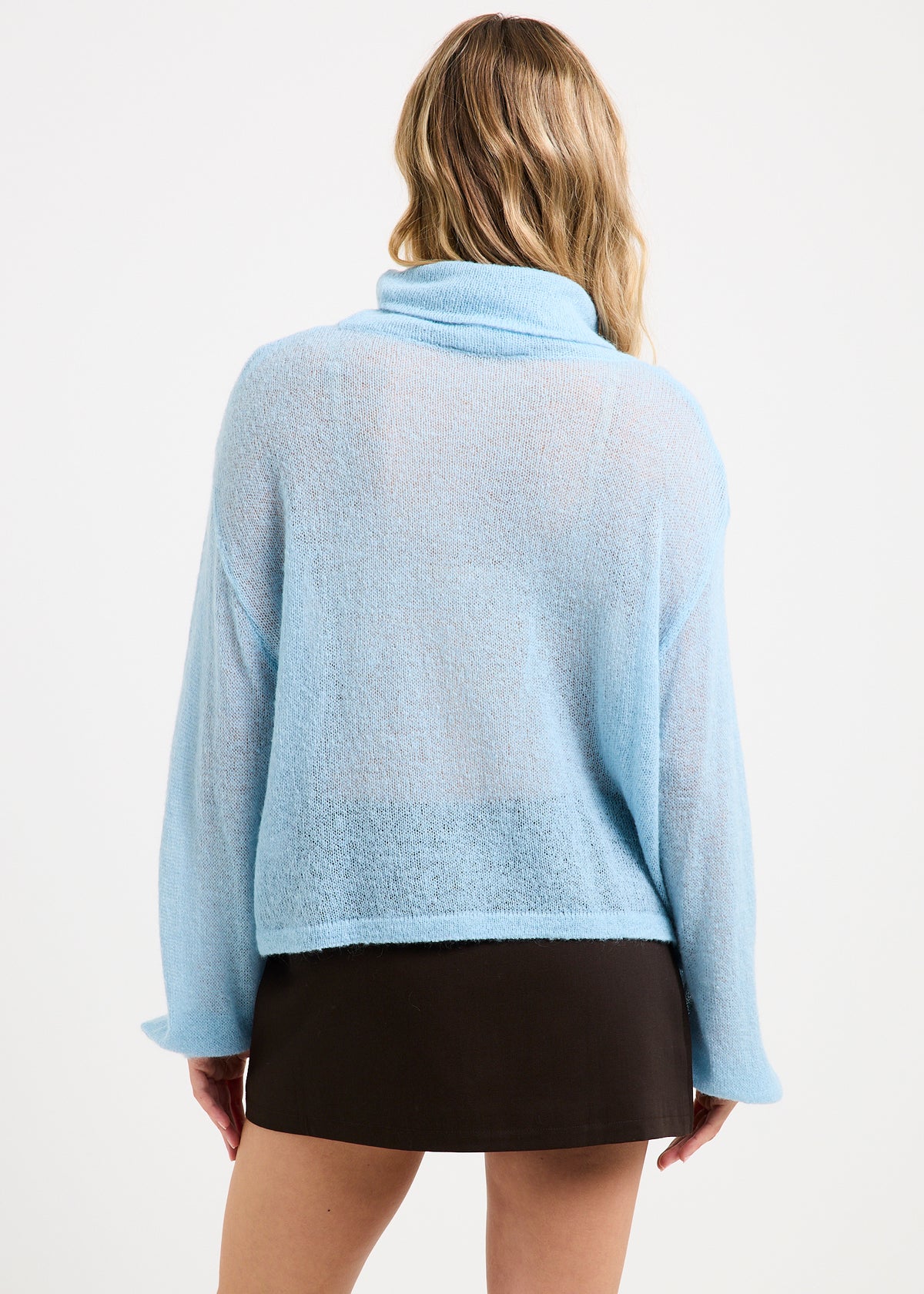 Palma Crotchet Cropped Sweater BLUE