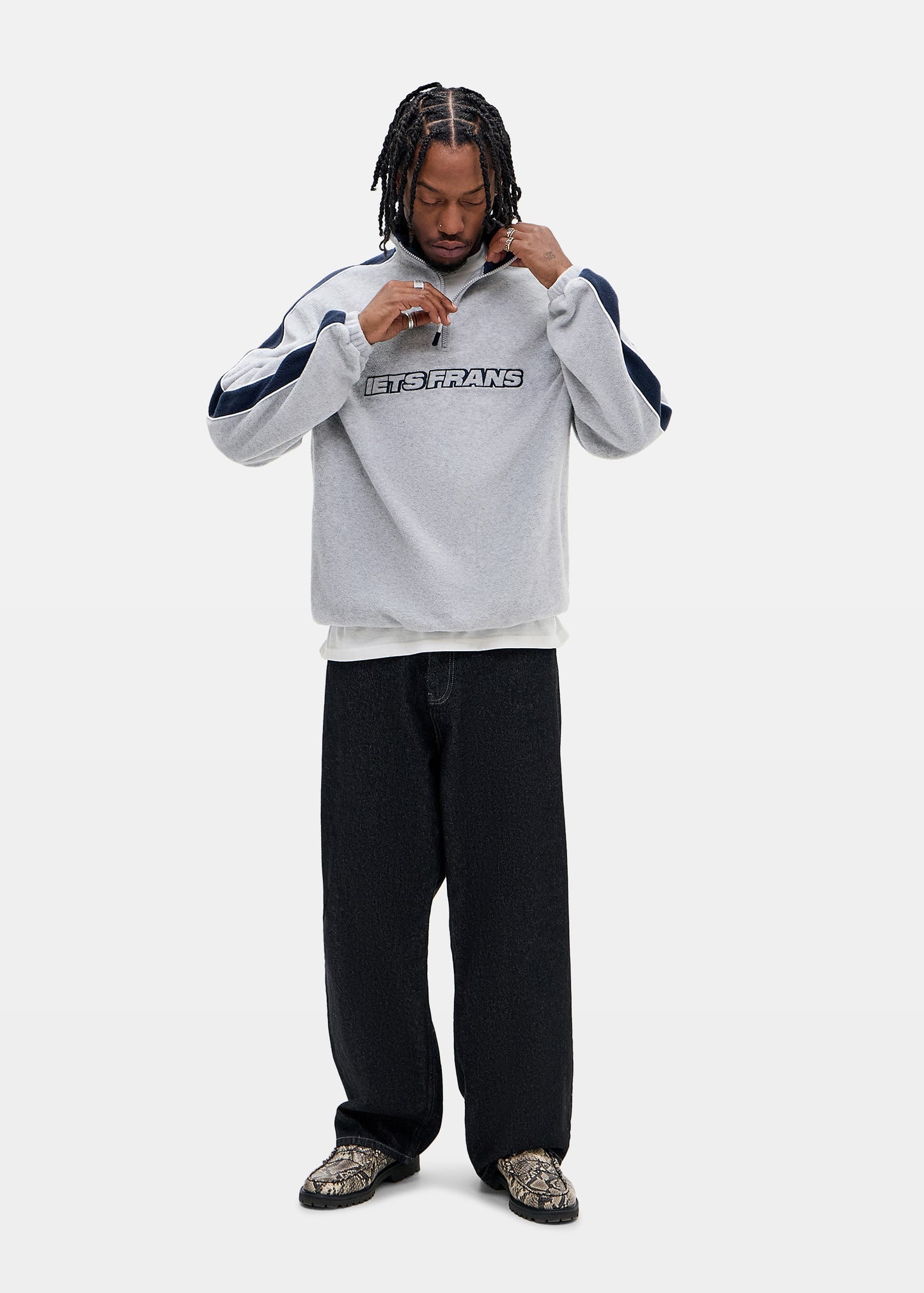 Panel Emboidered Fleece Jumper
