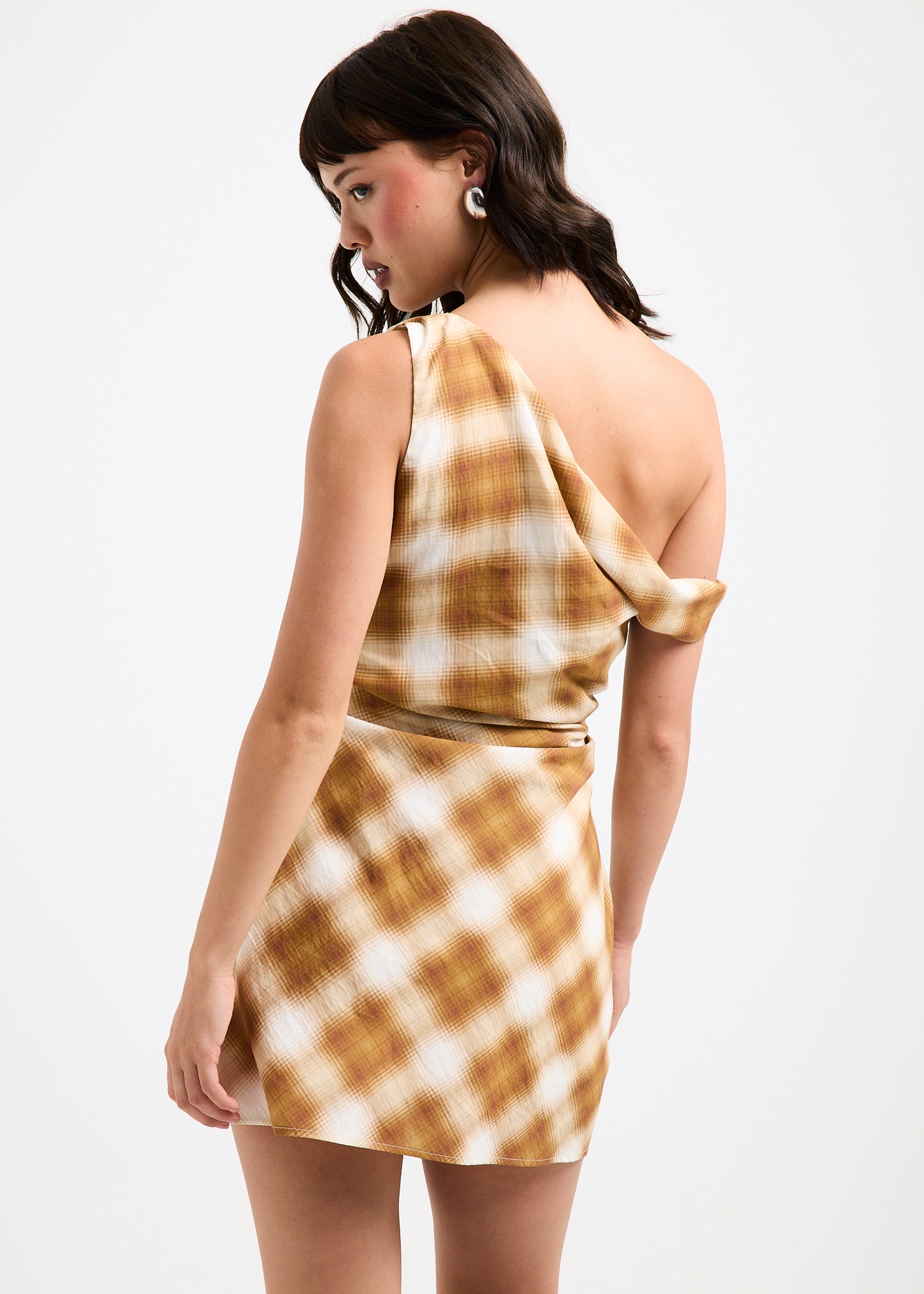 Alyssa Plaid Off Shoulder Dress