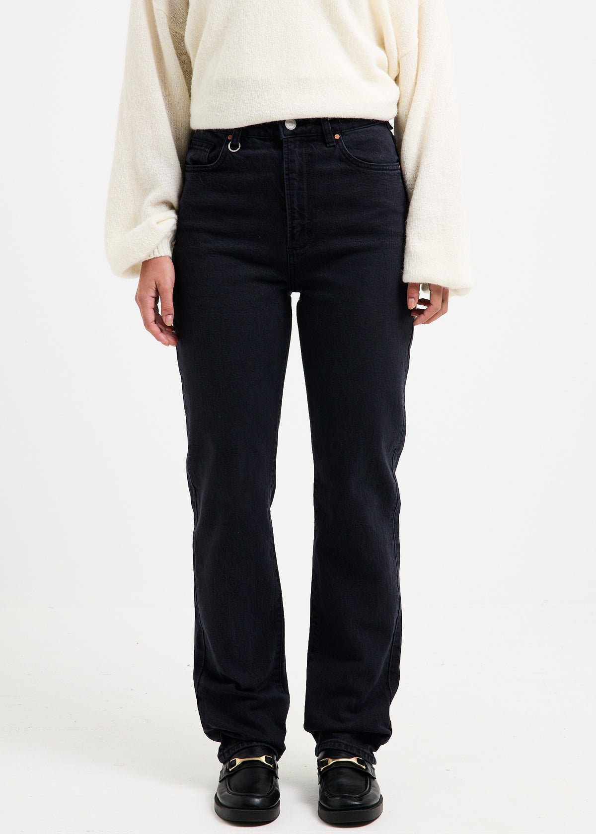 Nico Straight Denim Jeans WASHED BLACK