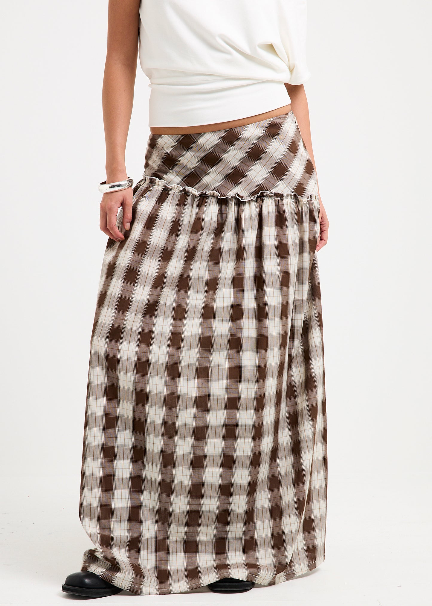 Dakota Gingham Yoke  Maxi Skirt