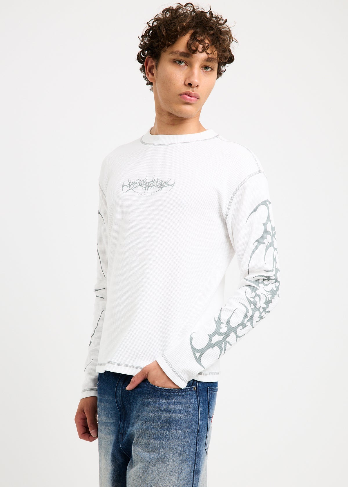 Freeze Waffle Long Sleeve Shirt WHITE