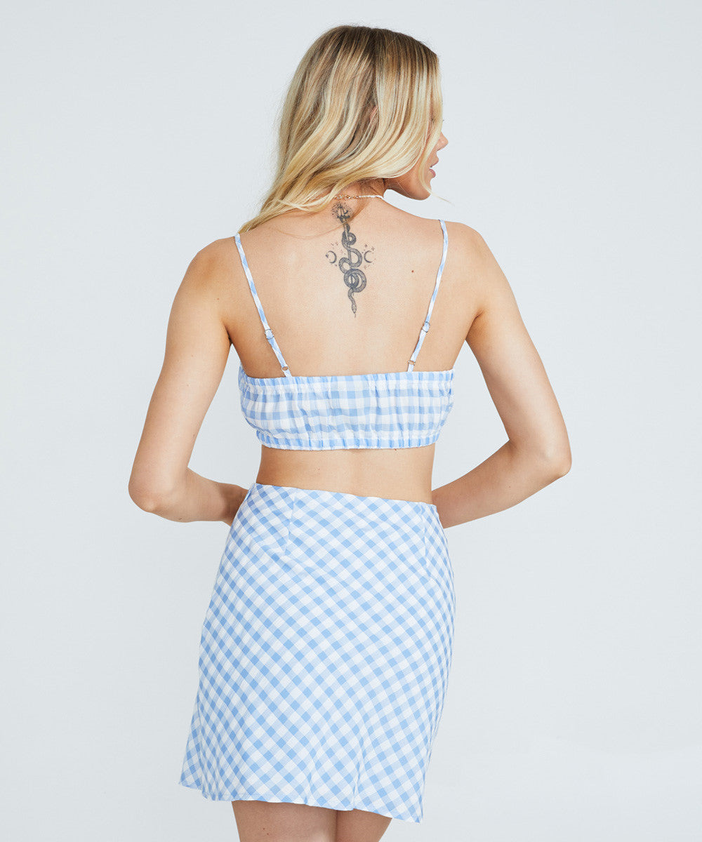 Eva Elasticated Crop Top Blue BLUE