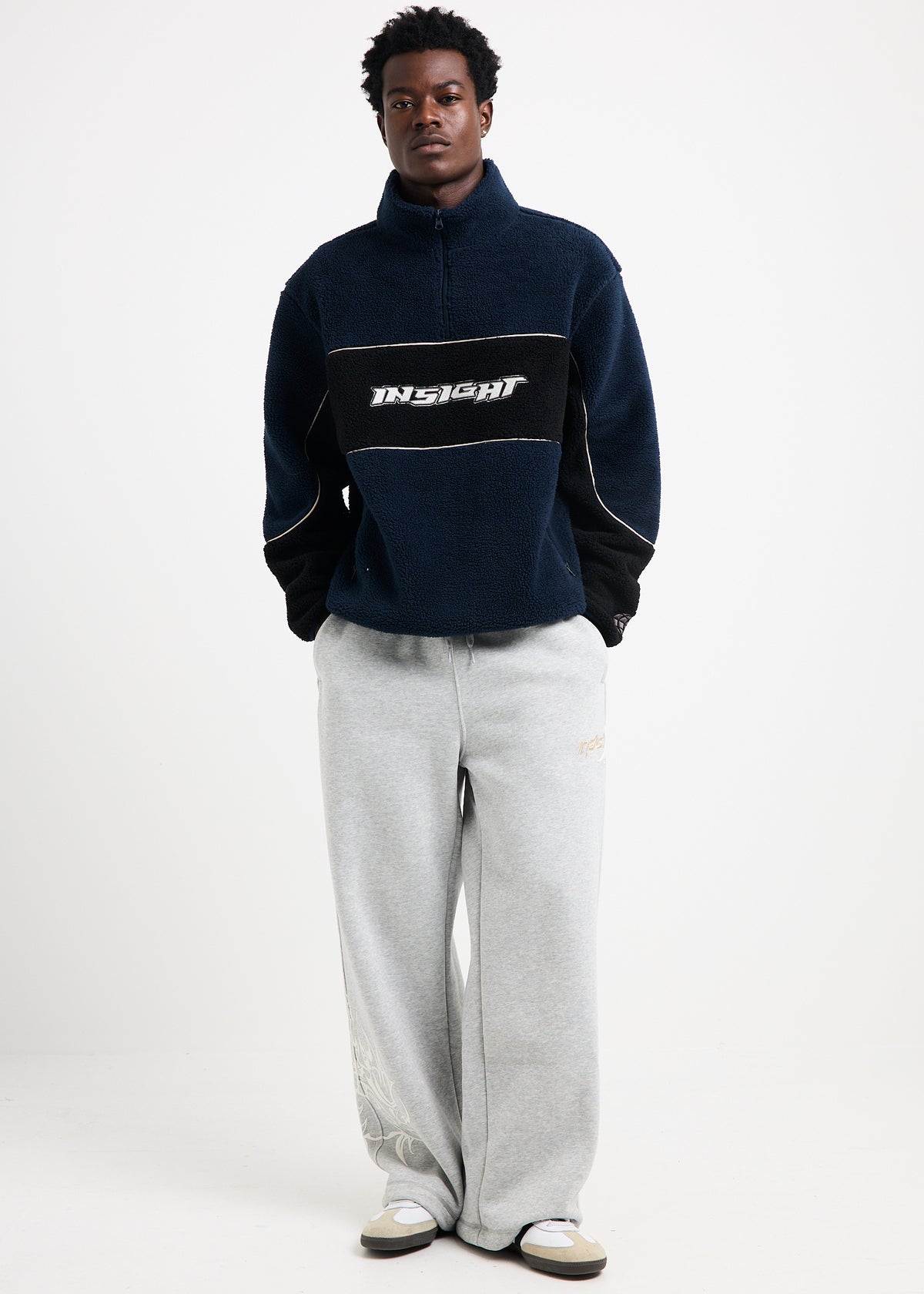 Era Quarter Zip Sherpa Pullover Jumper NAVY BLACK