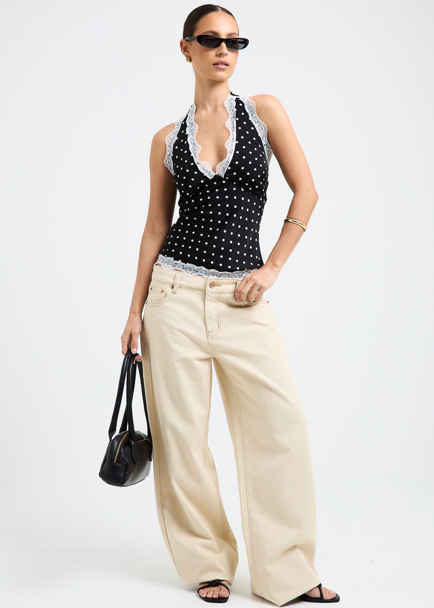 Macko Polka Lace Halter Top