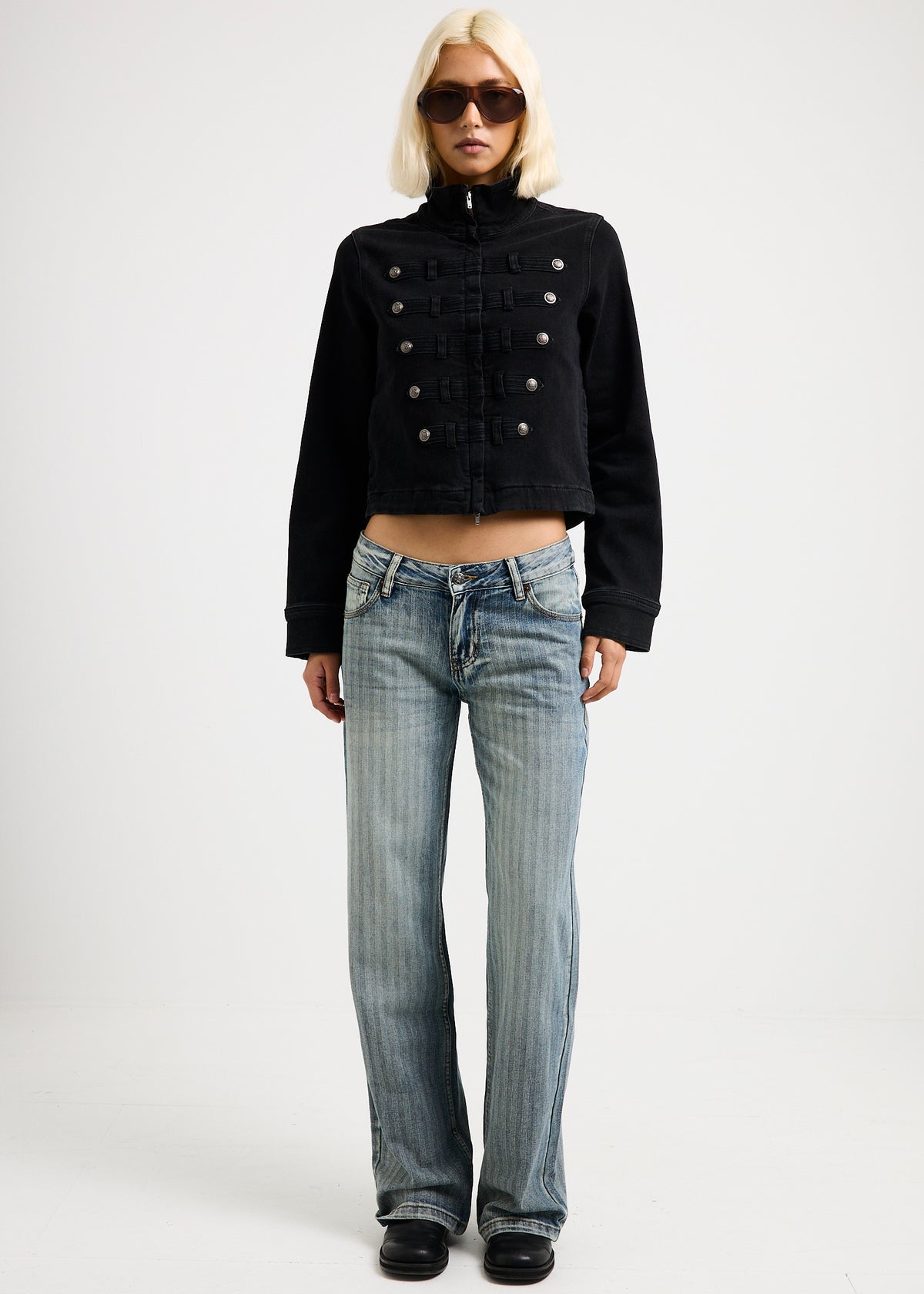Sansa Napoleon Denim Jacket WASHED BLACK