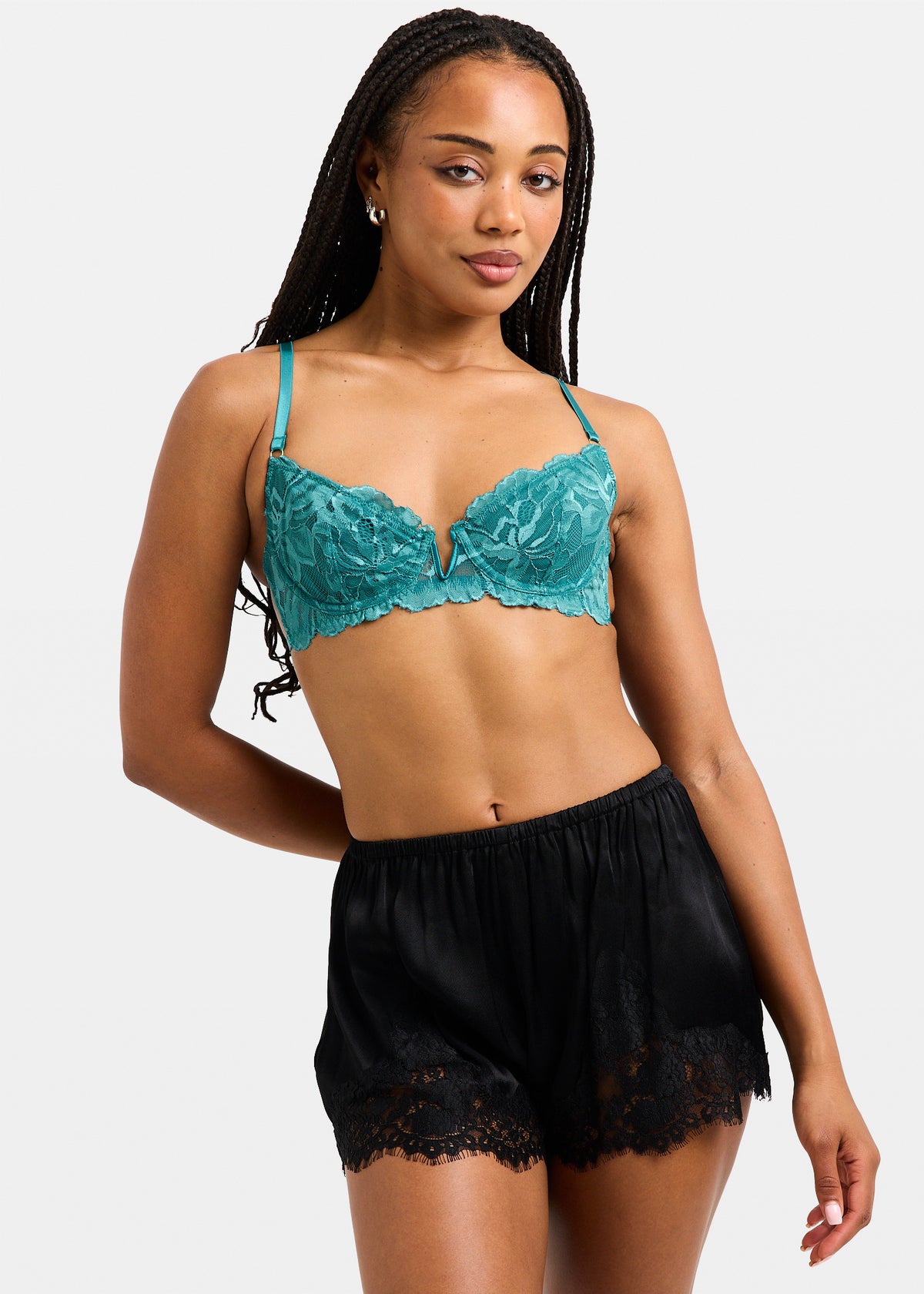 Rico Embroidery Mesh V Front Bra GREEN