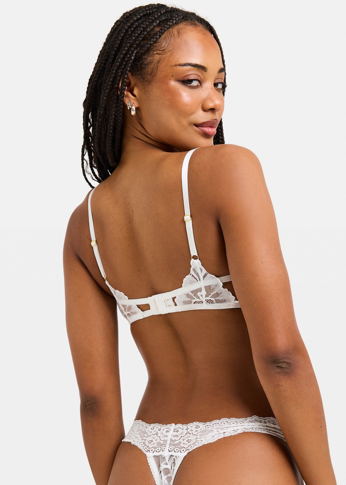 Rico Embroidery Mesh V Front Bra WHITE