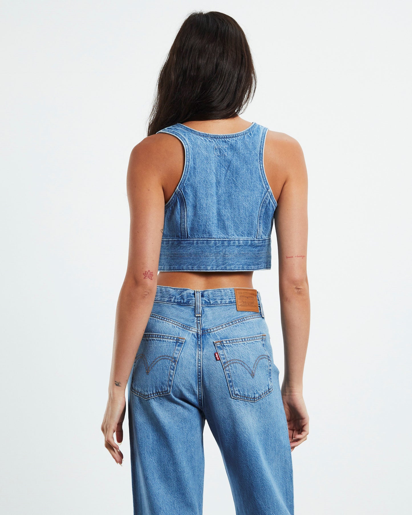 Raine Denim Crop Top Blue