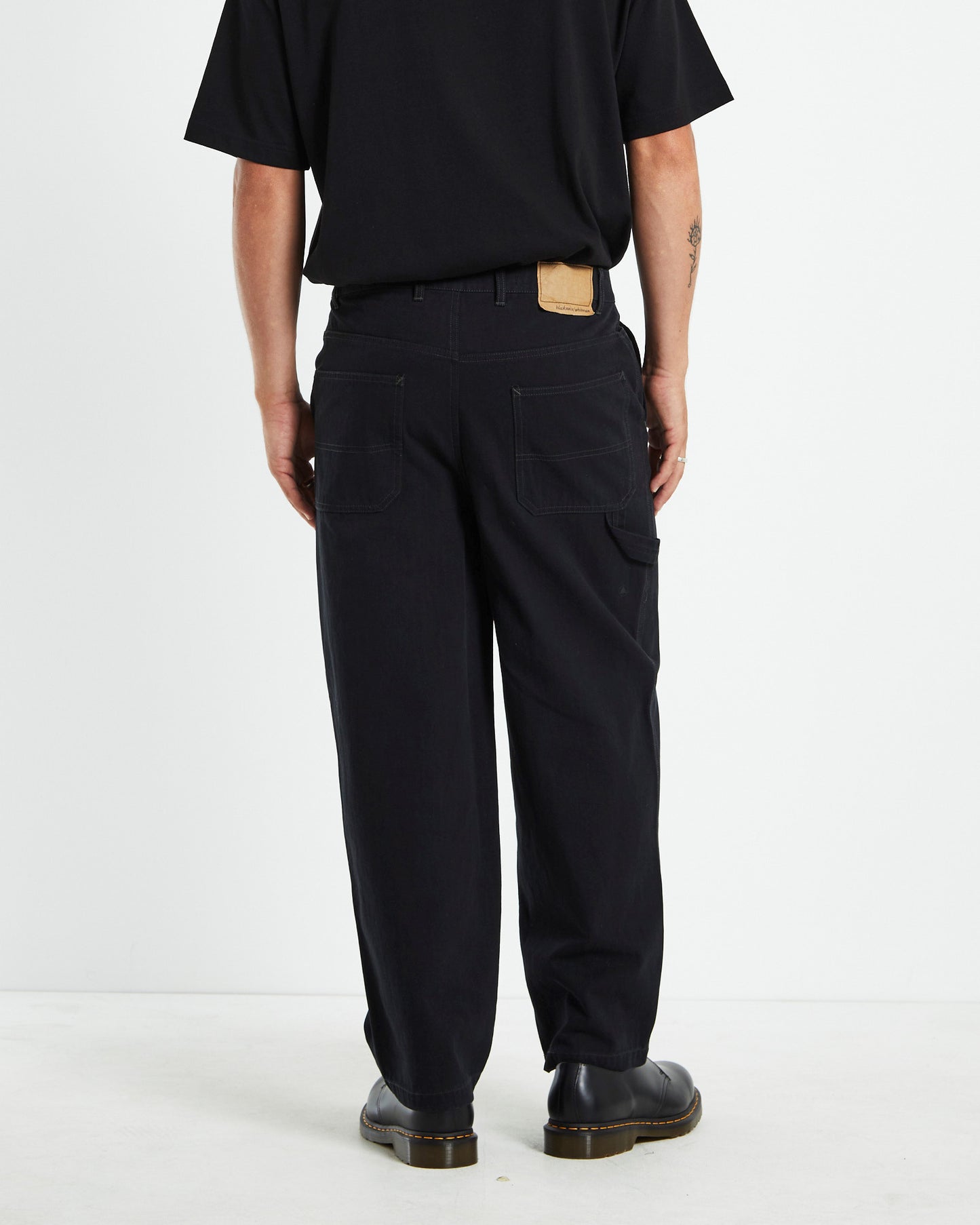 Herringbone Double Knee Pants Black