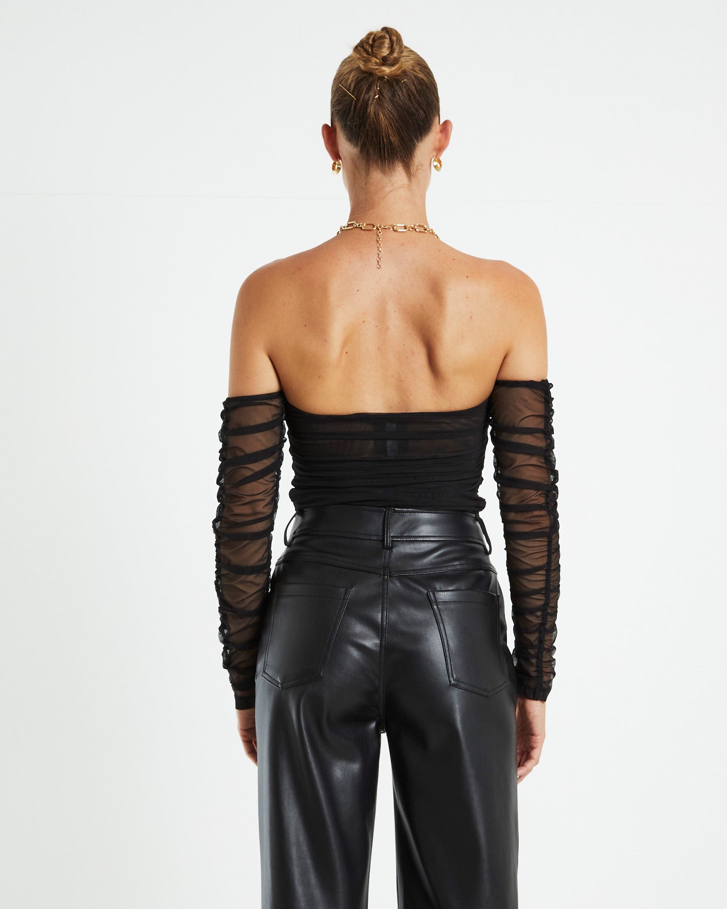 Holly Gathered Off Shoulder Top Black