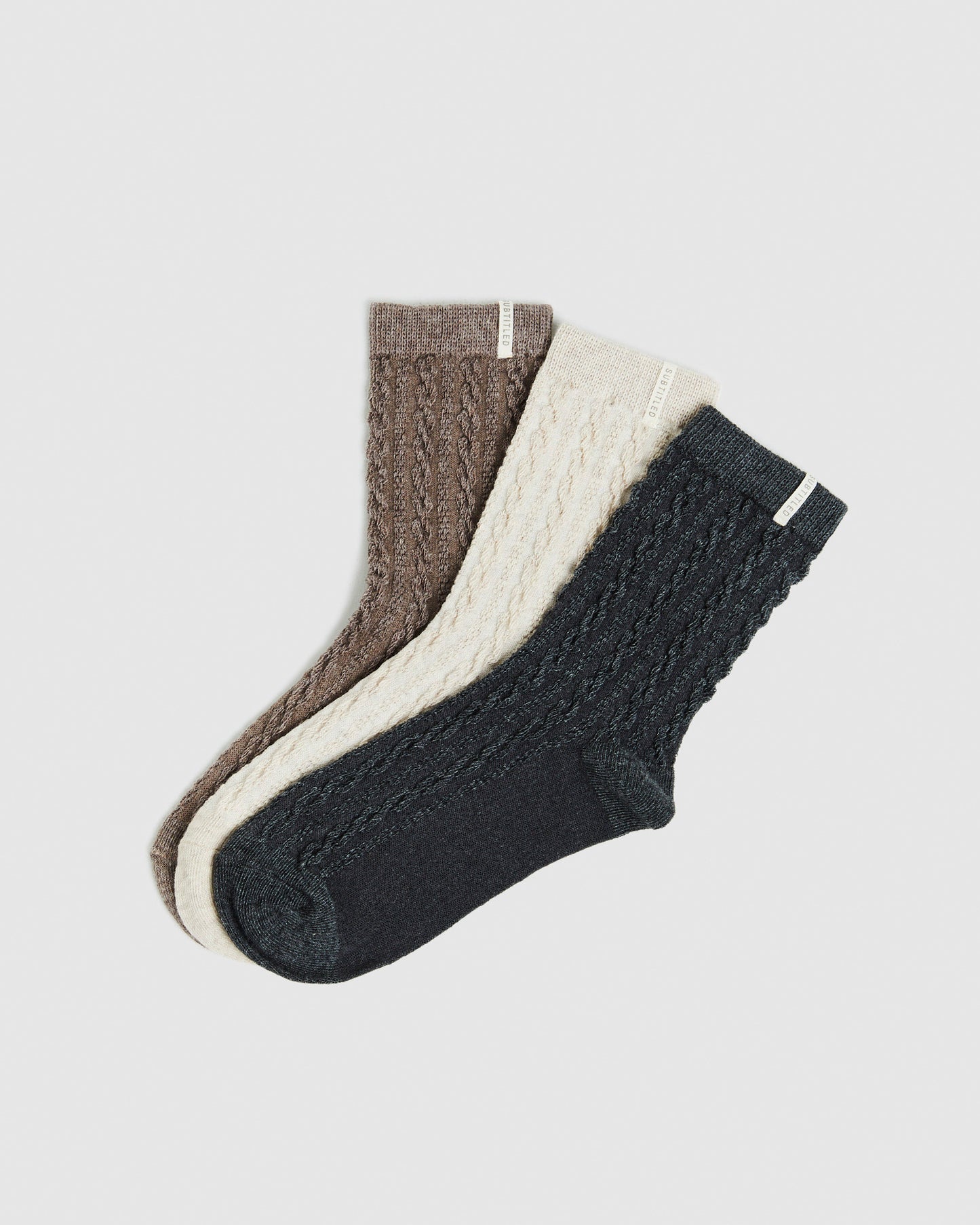 Luca Cable Knit Socks 3 Pack Melange Multi