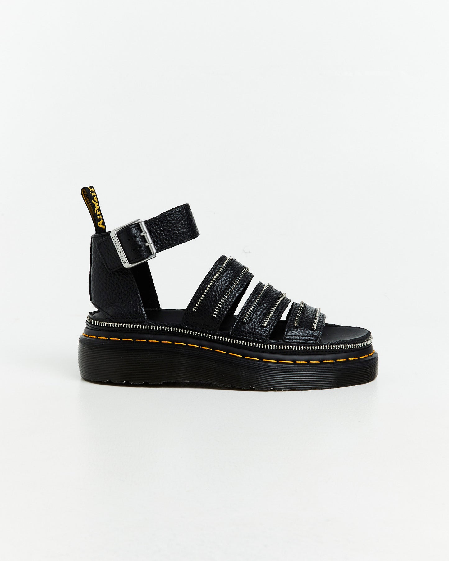 Clarissa II Quad HDW 3 Strap Black Milled Nappa Sandals