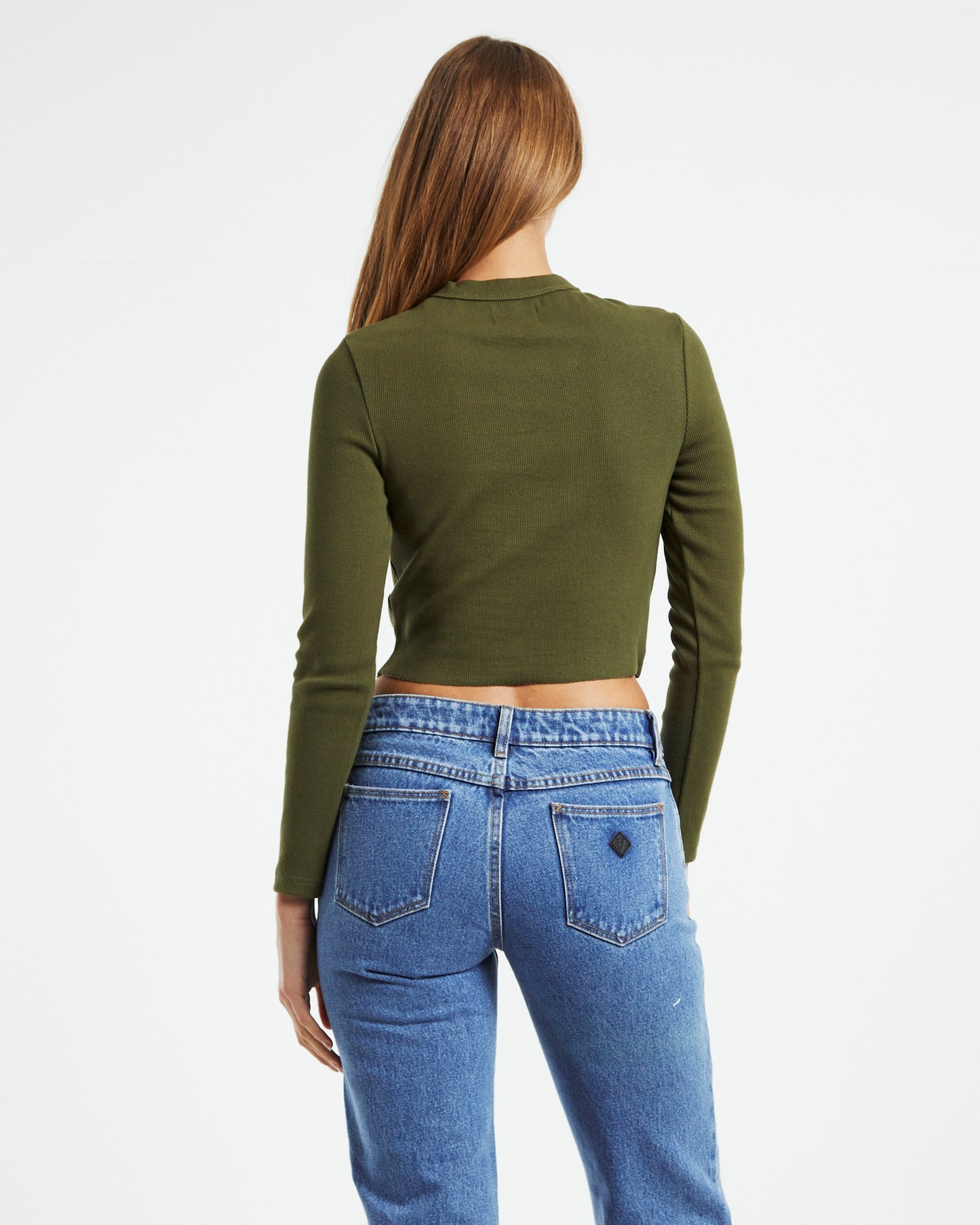 A Heather Long Sleeve Tee Army Green