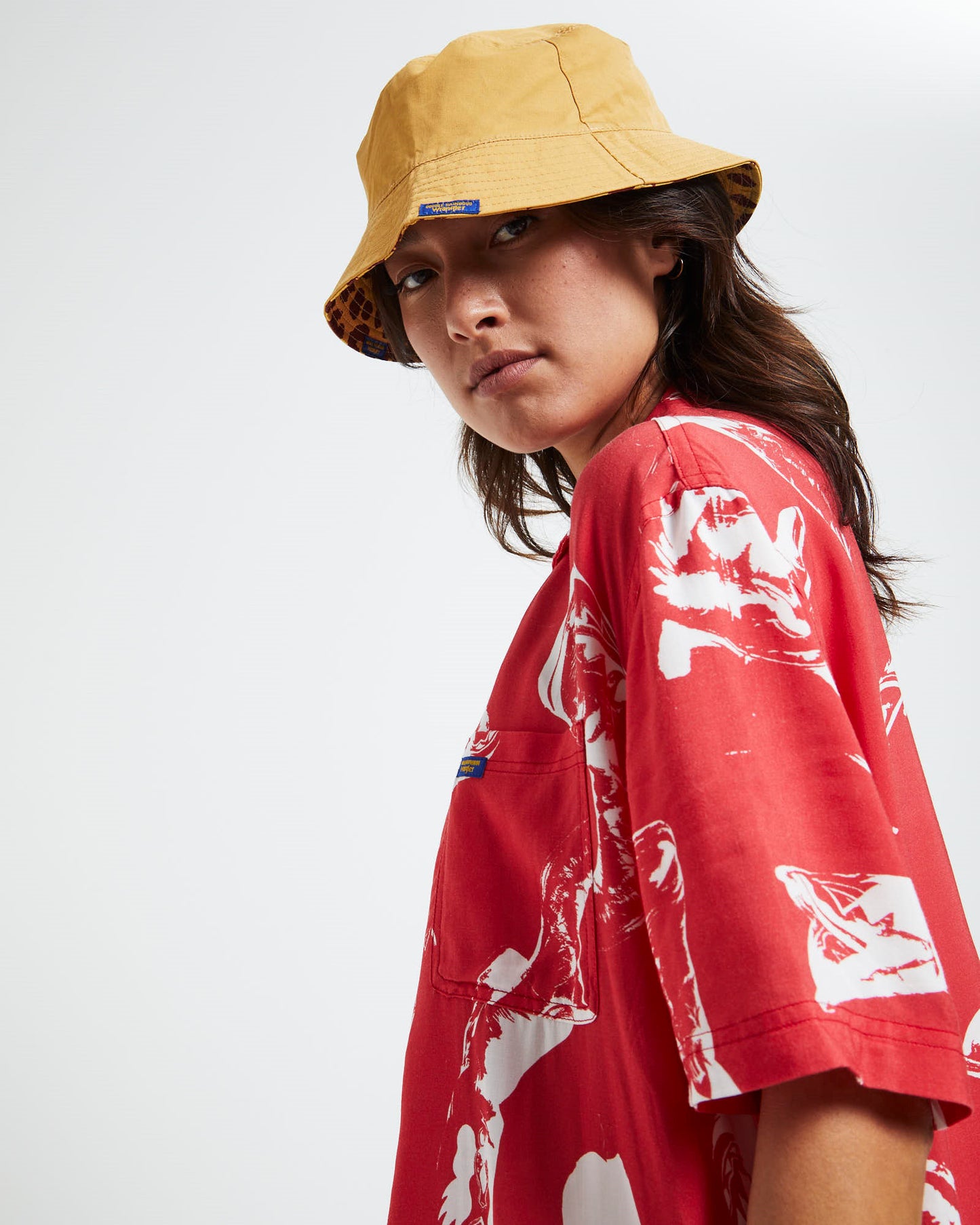 Double Rainbouu x Wrangler Reversible Bucket Hat Yellow Leopard