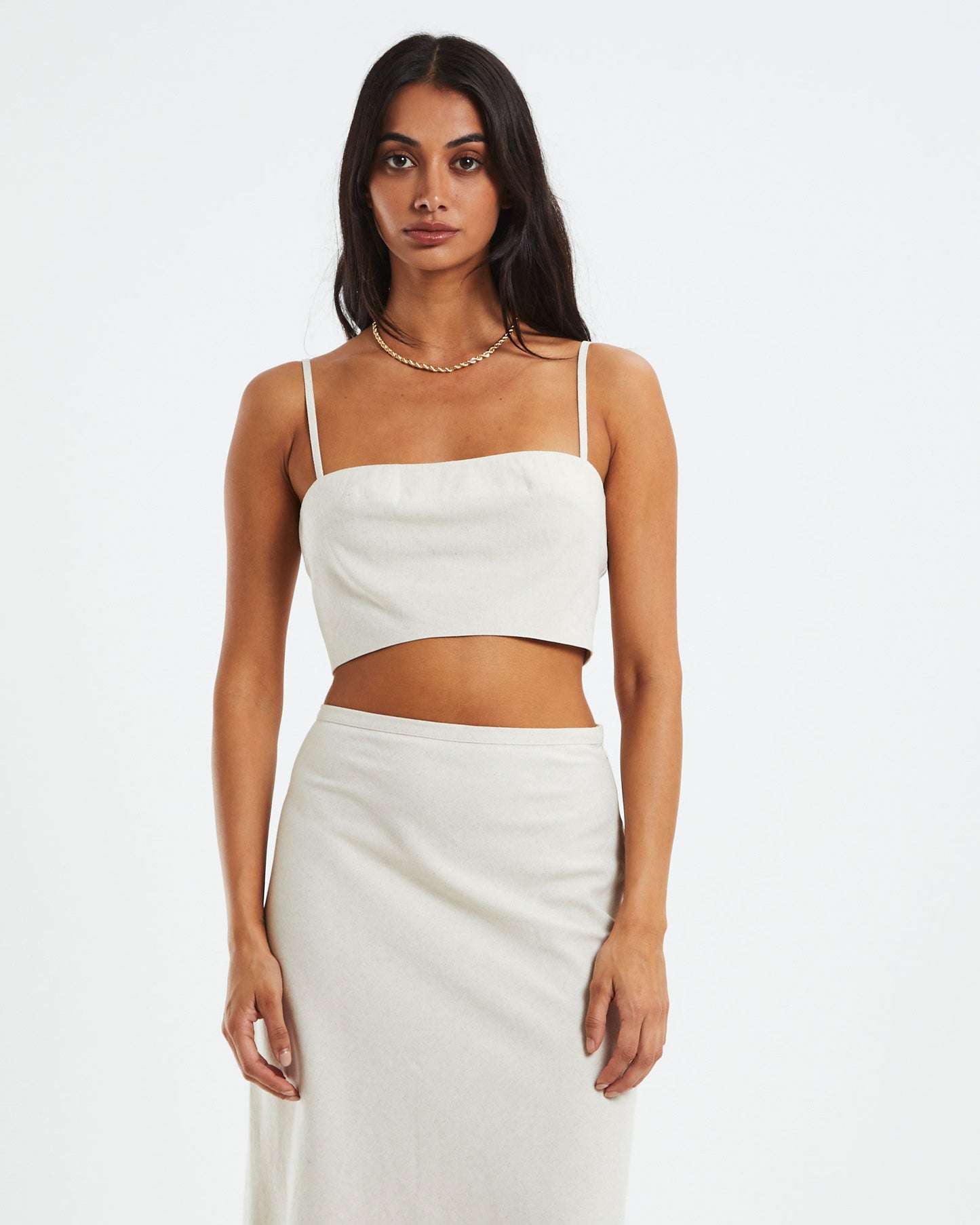 Delilah Linen Bandeau Top Oat Marle