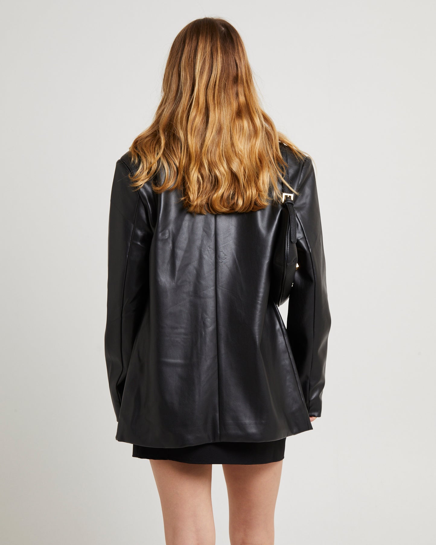 Kylie Boxy PU Blazer Black